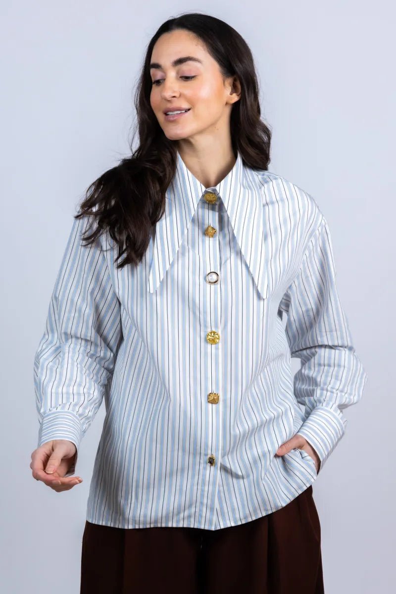 ESSENTIEL ANTWERP ESSENTIEL ANTWERP JOMATO Blouse met strepen - Bleu