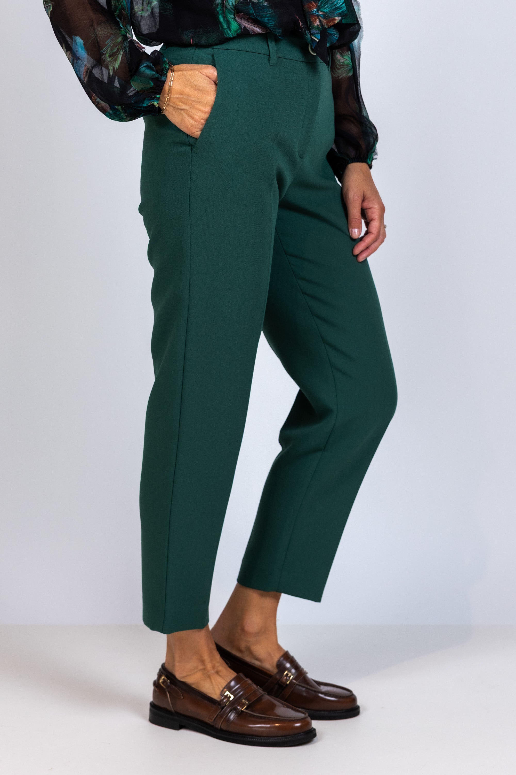 Broek met rechte pijpen - Flessegroen