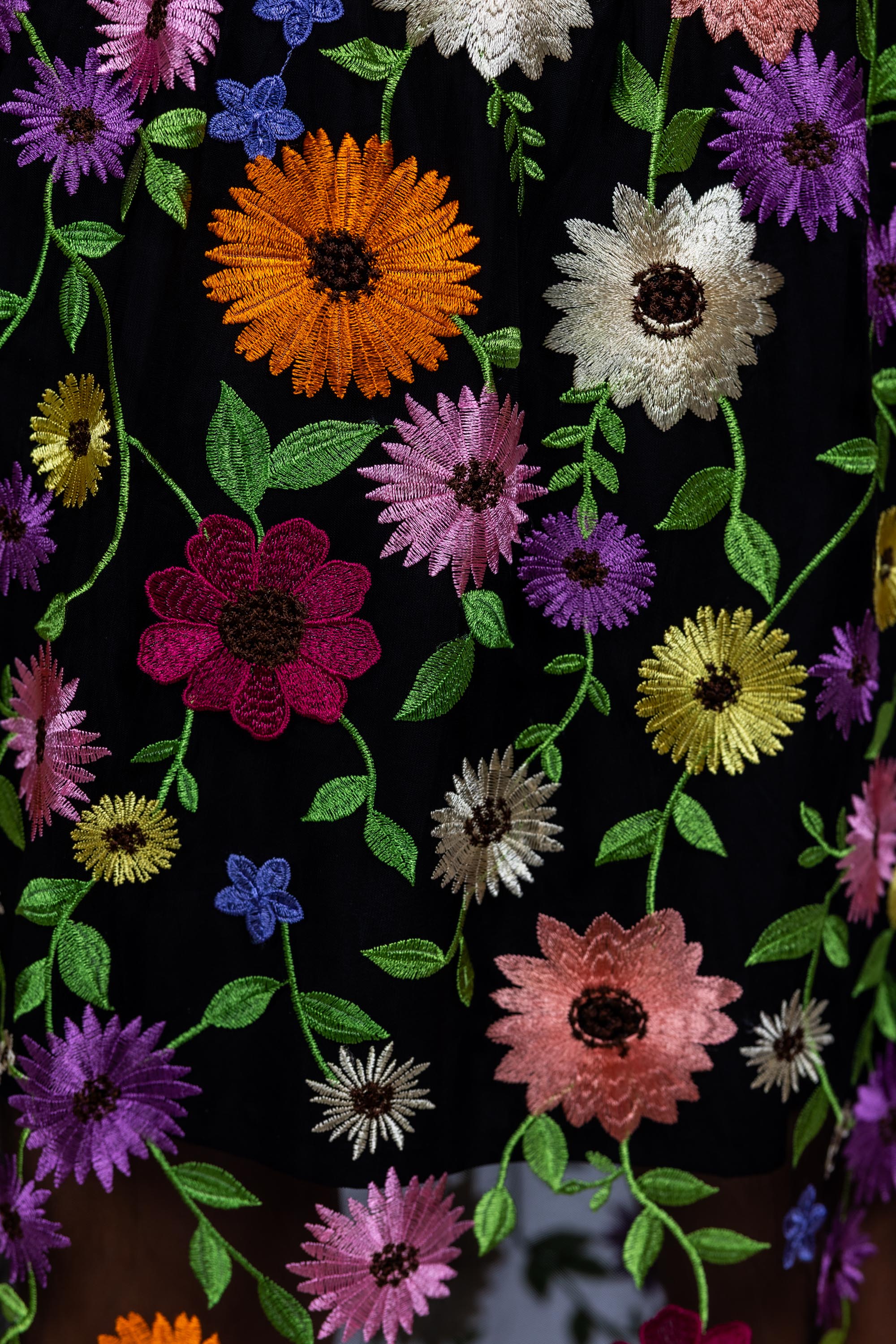 Rok met bloemen - Zwart