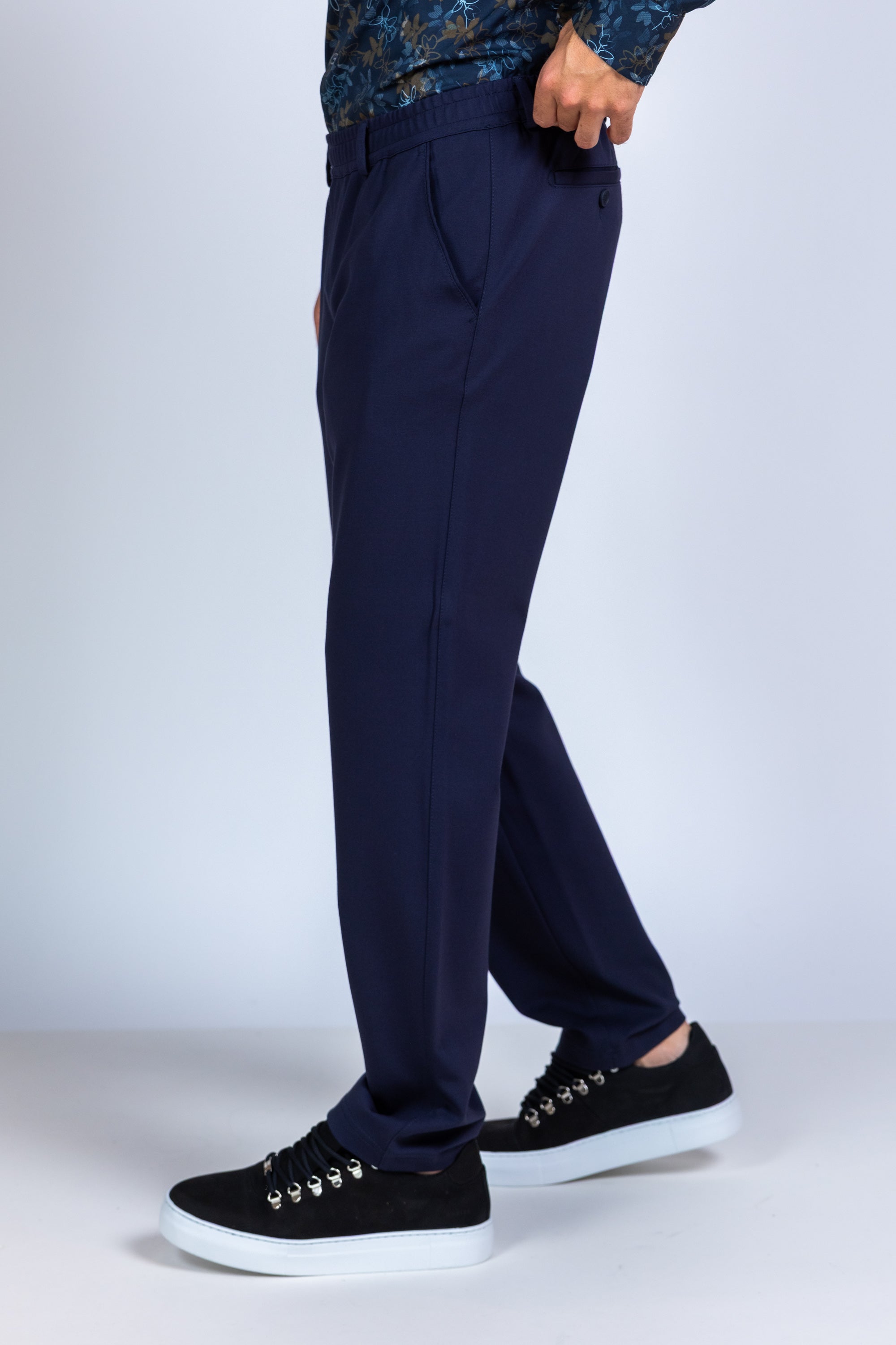 Broek met elastische taille - Marine