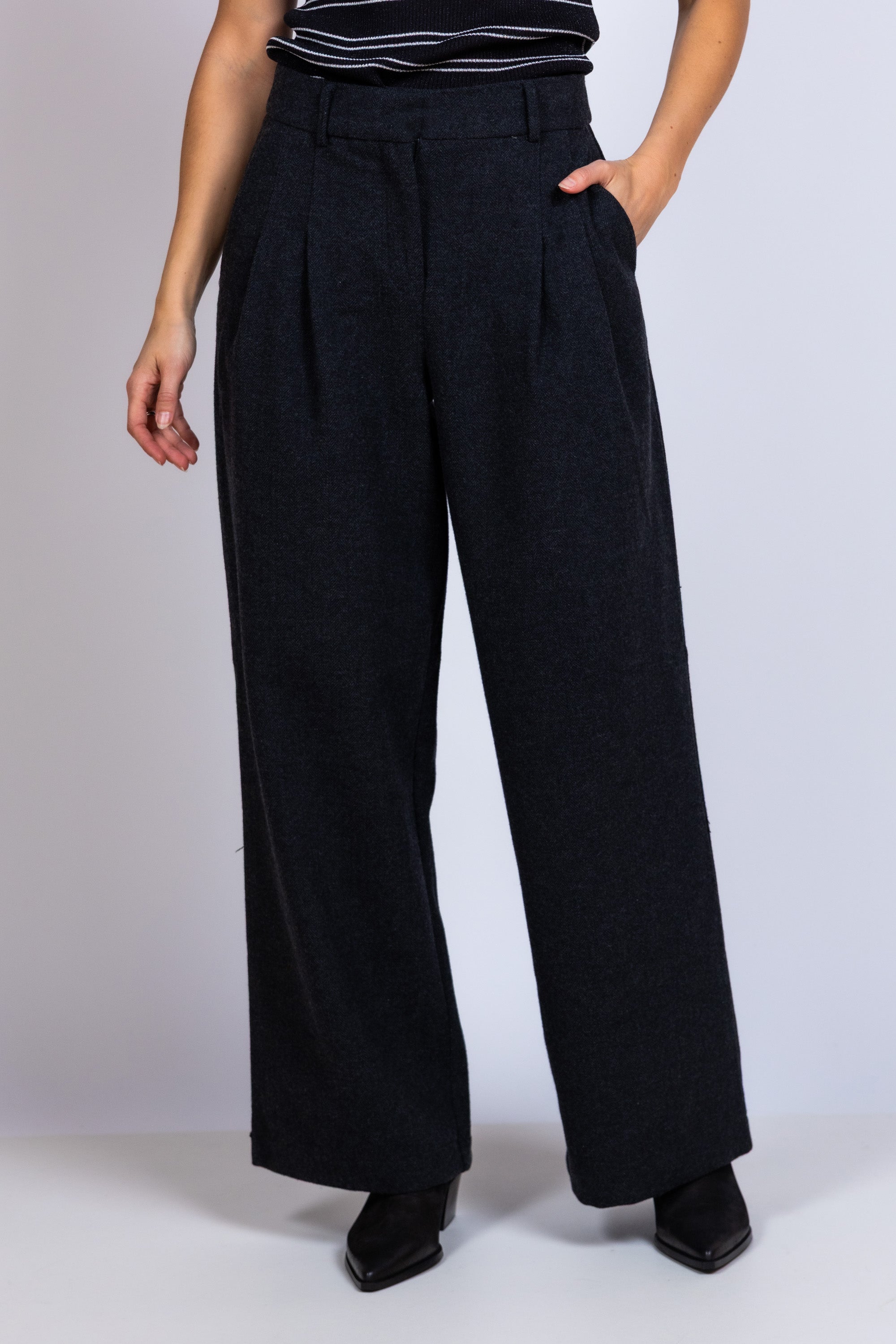 Wijde broek - Black denim