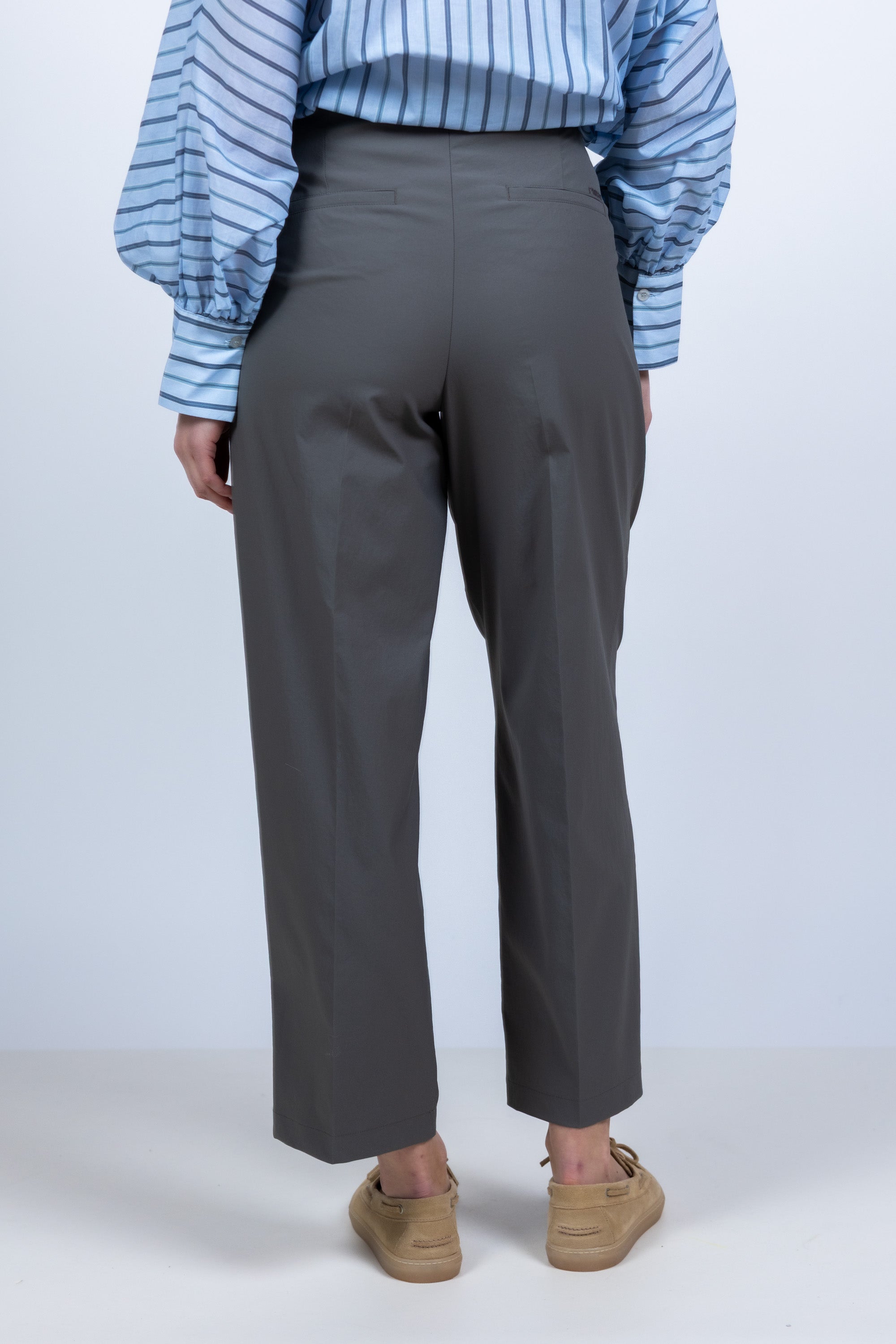 Broek met plooien - Olijfgroen