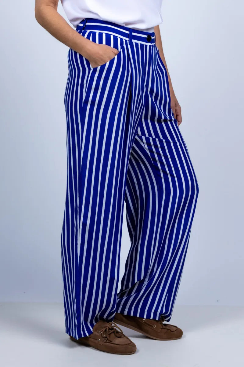MARCCAIN COLLECTIE MARCCAIN COLLECTIE AA.81.65 W42 Broek met strepen - Kobaltblauw