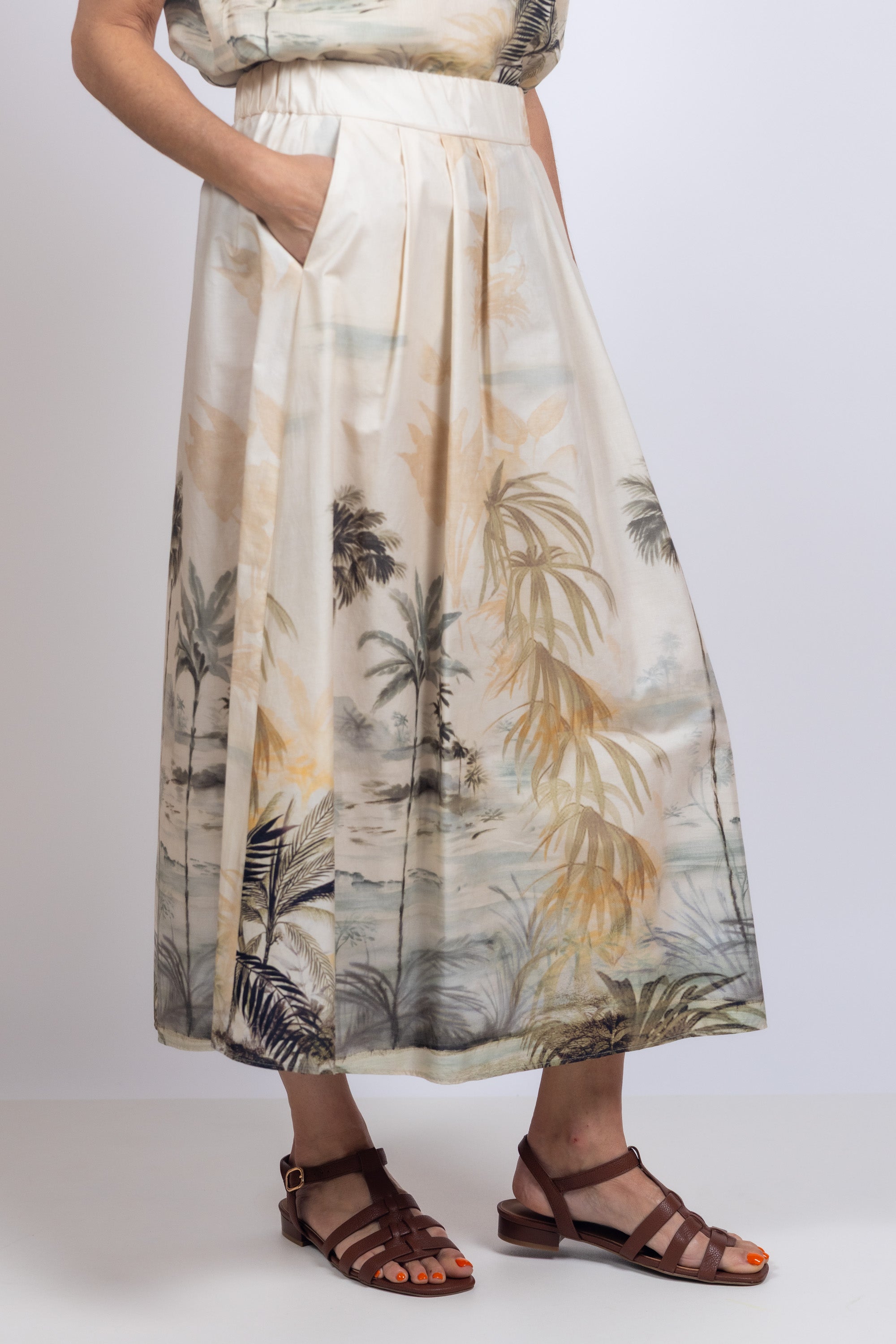 Rok met print - Champagne