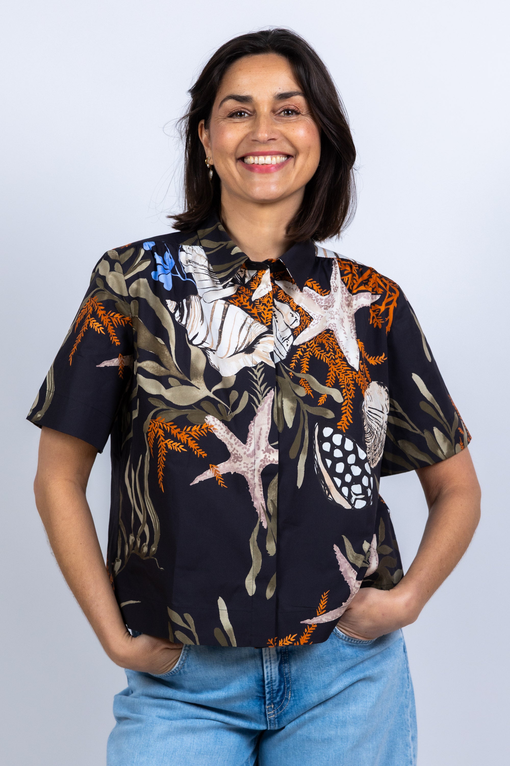 Blouse met print - Zwart