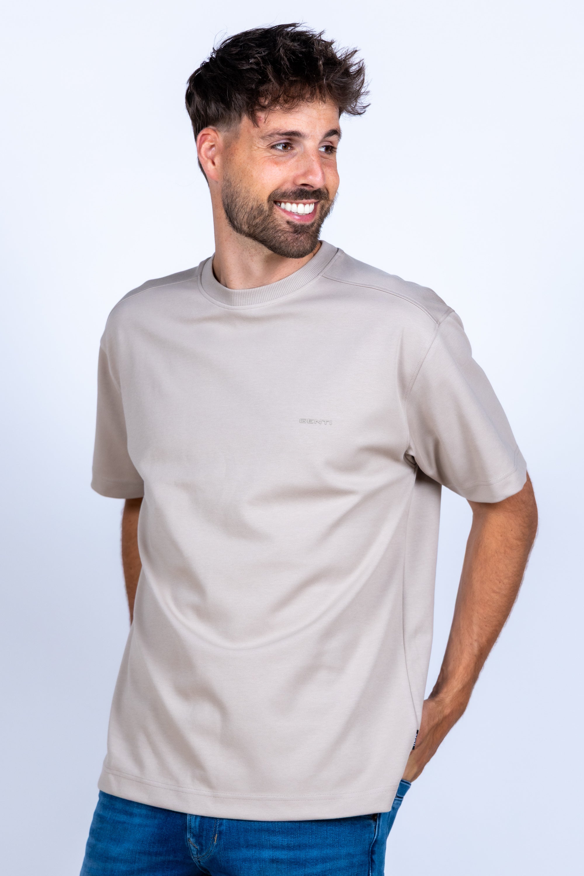 T-shirt met logo - Licht taupe
