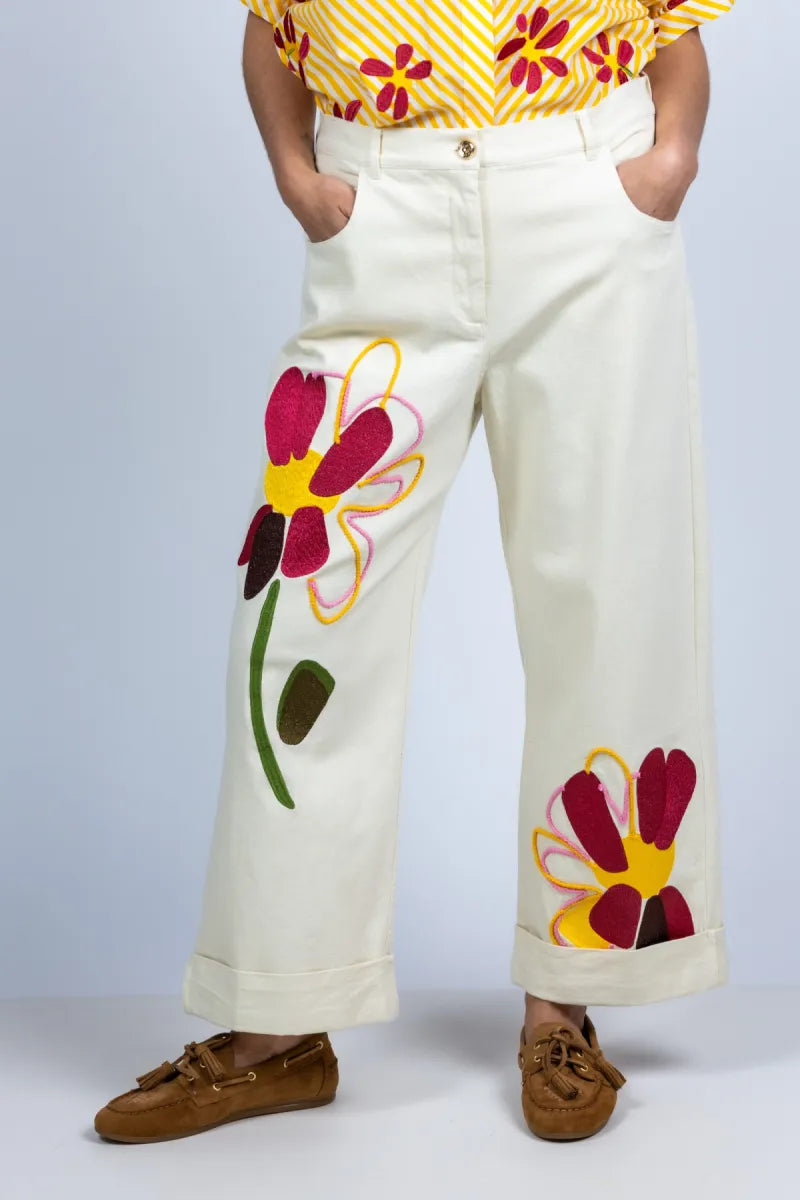 CAROLINE BISS CAROLINE BISS 3504 CAROLINE BISS 3504 Broek met bloemen - Ecru