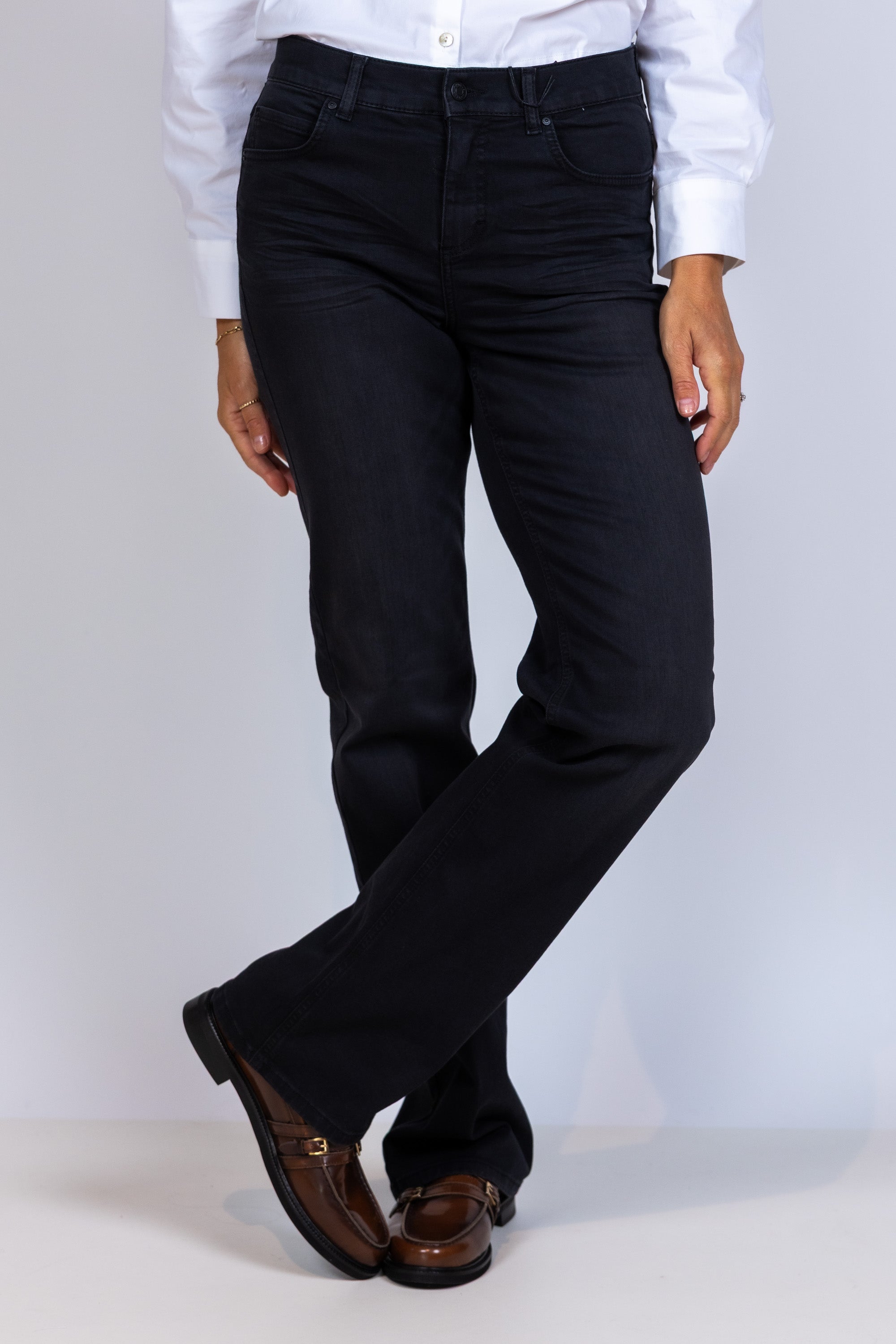 Jeans met rechte pijpen - Black denim