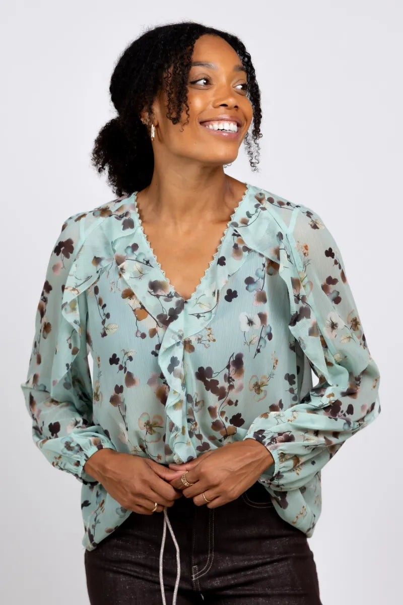 MARCCAIN COLLECTIE MARCCAIN COLLECTIE BC.51.08 W54 Blouse met print - Mint