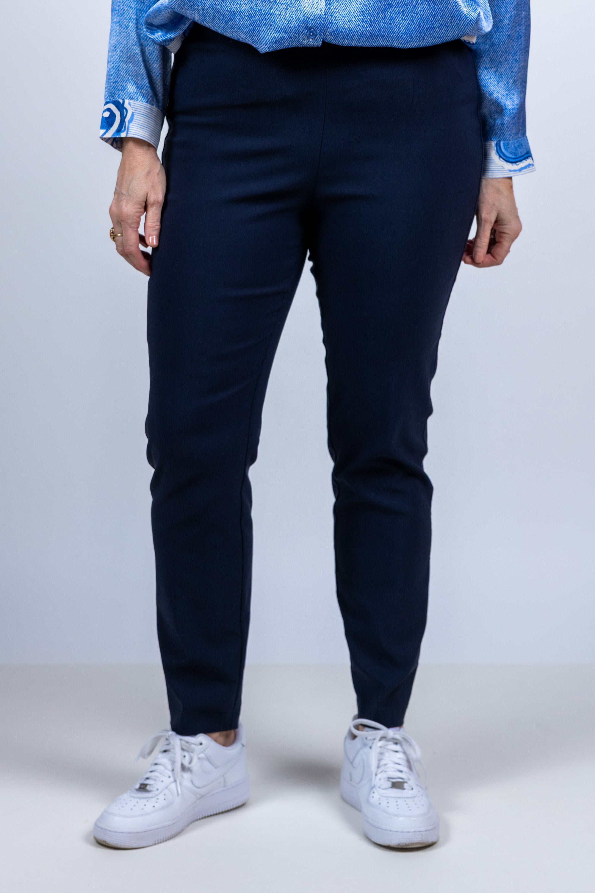 Broek met smalle pijpen - Marine