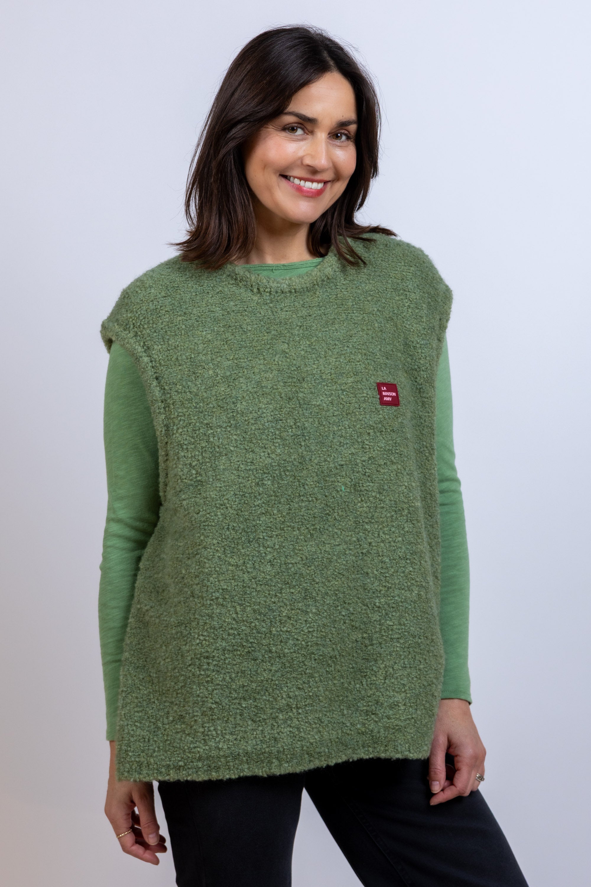 Gebreide spencer - Olijfgroen