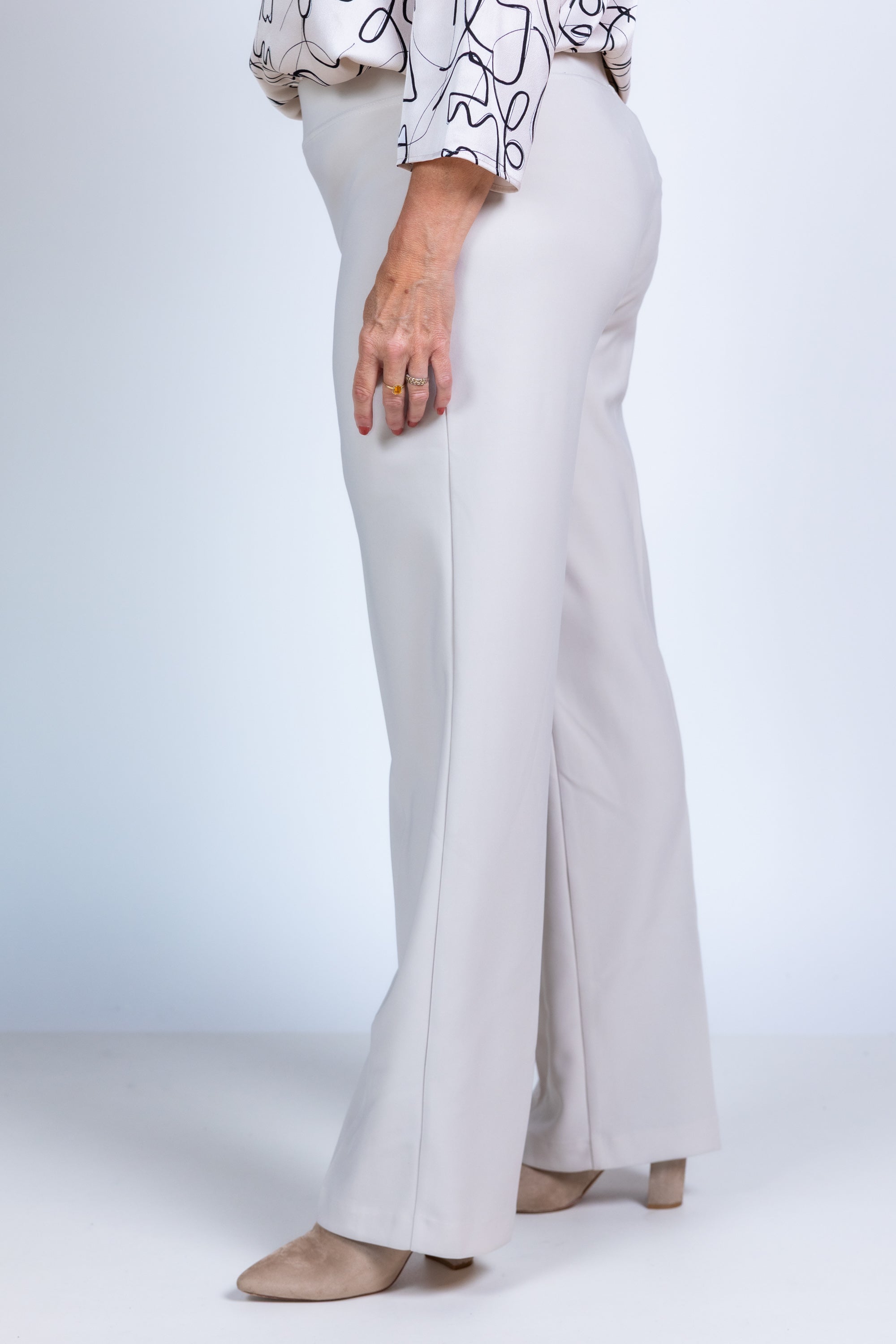 Pantalon met wijde pijpen - Beige
