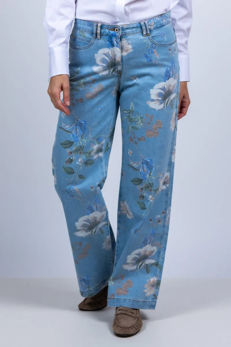 BIANCA BIANCA 70030 Jeans met bloemenprint - Jeans