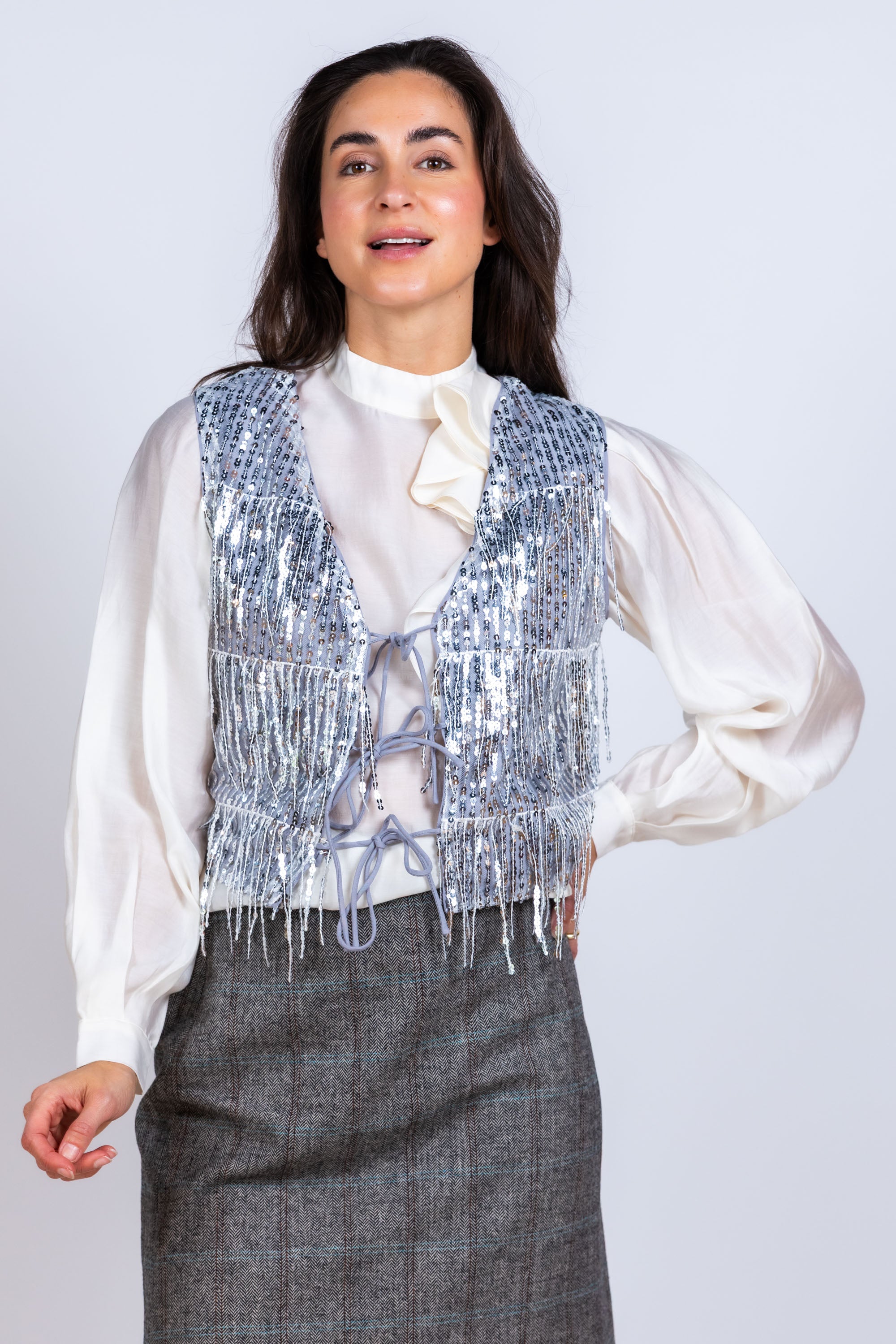 Gilet met pailletten - Zilver