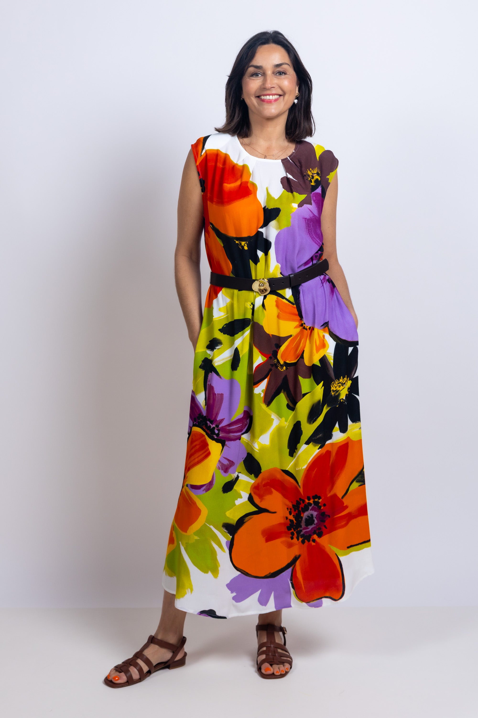 Jurk met bloemenprint - Appelgroen