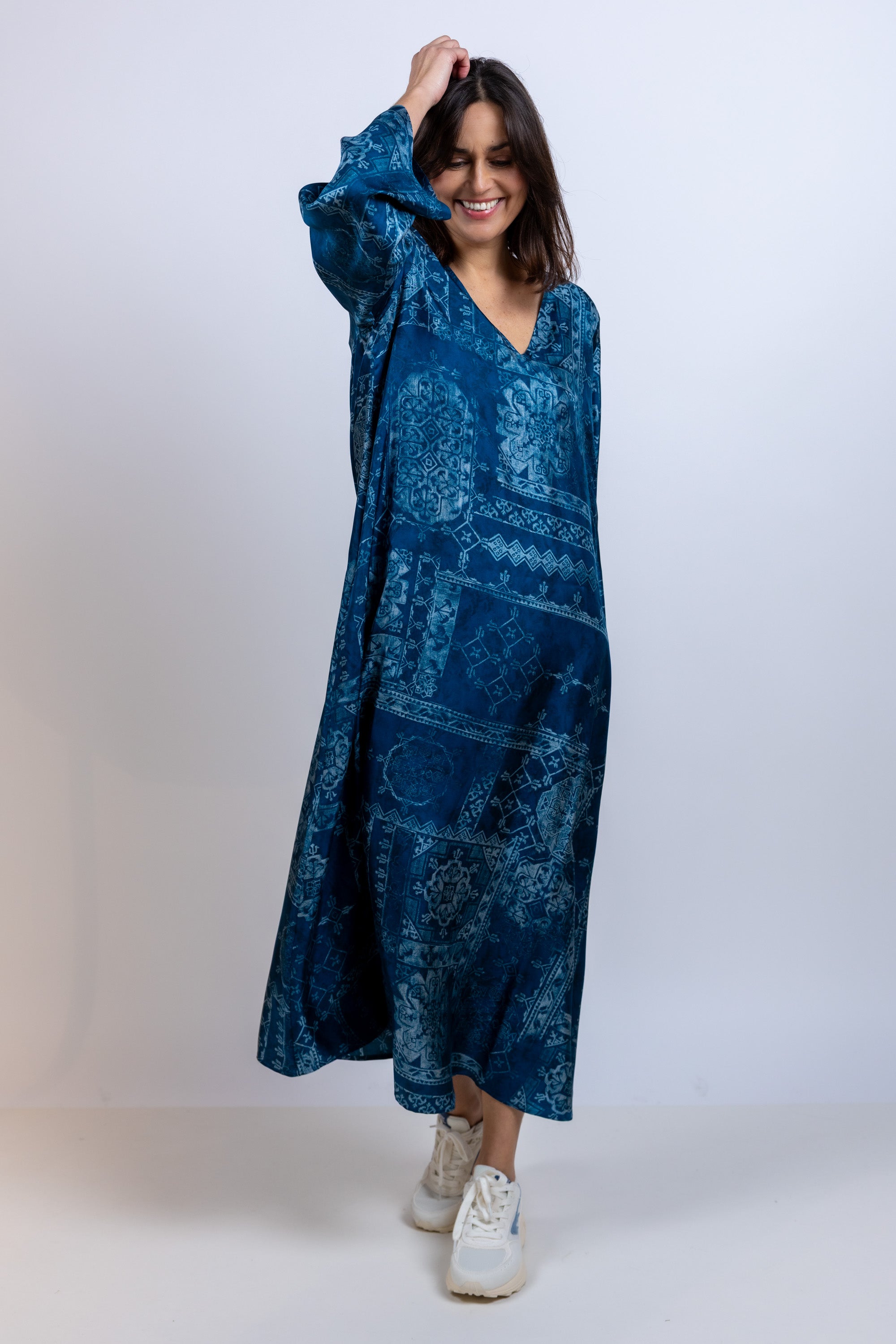 Maxi jurk met print - Inkt