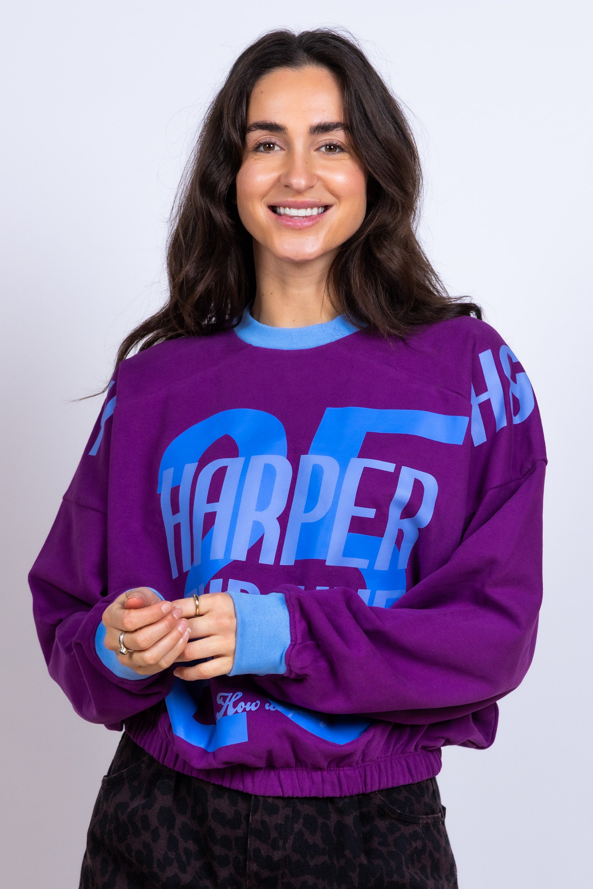 Trui met print - Paarspink