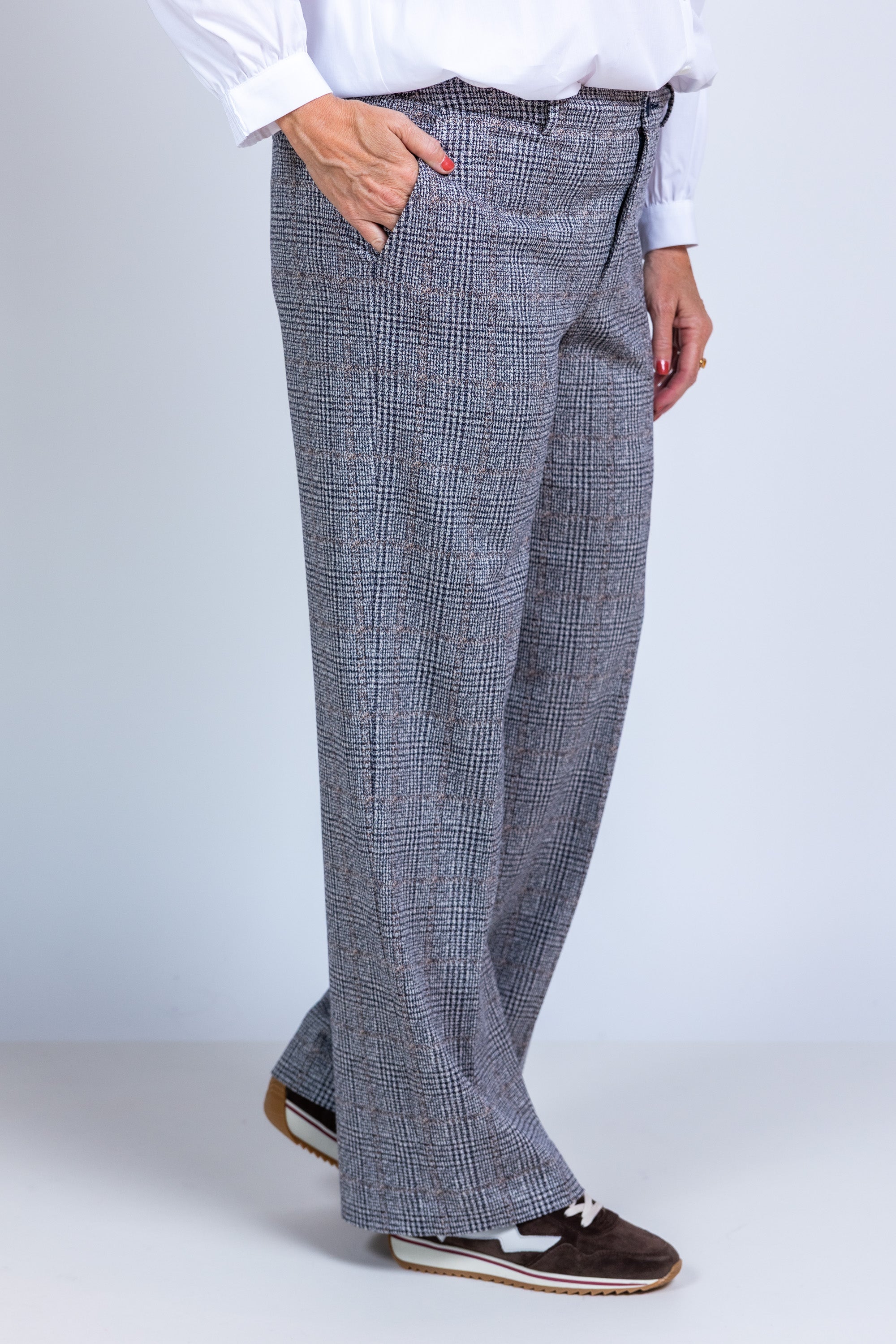 Wijde pantalon met dessin - Middengrijs