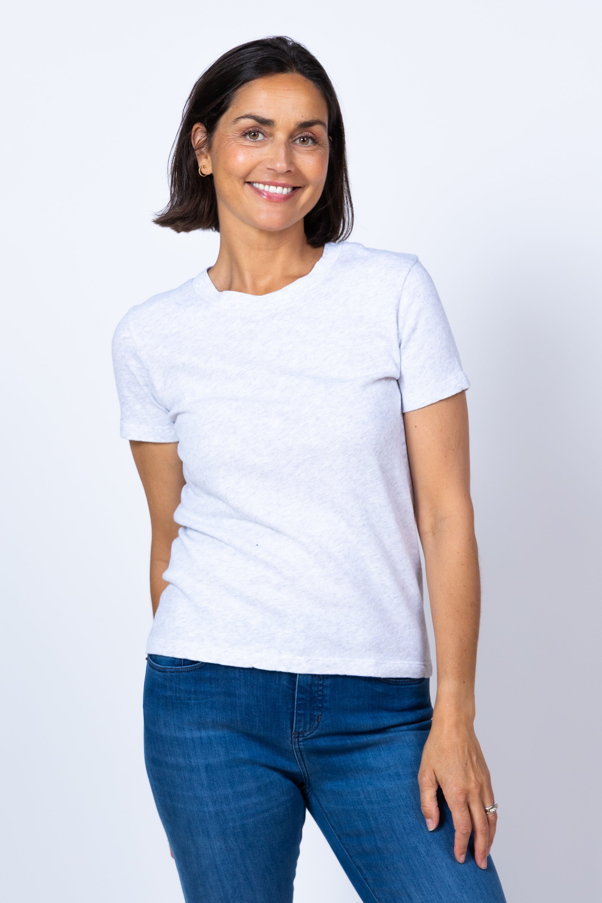 T-shirt met ronde hals - Lichtgrijs