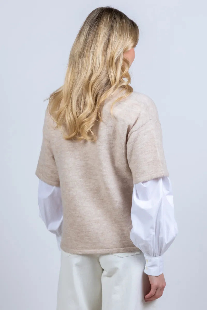 SELECTED SELECTED LULU 16099935 Trui met korte mouwen - Beige