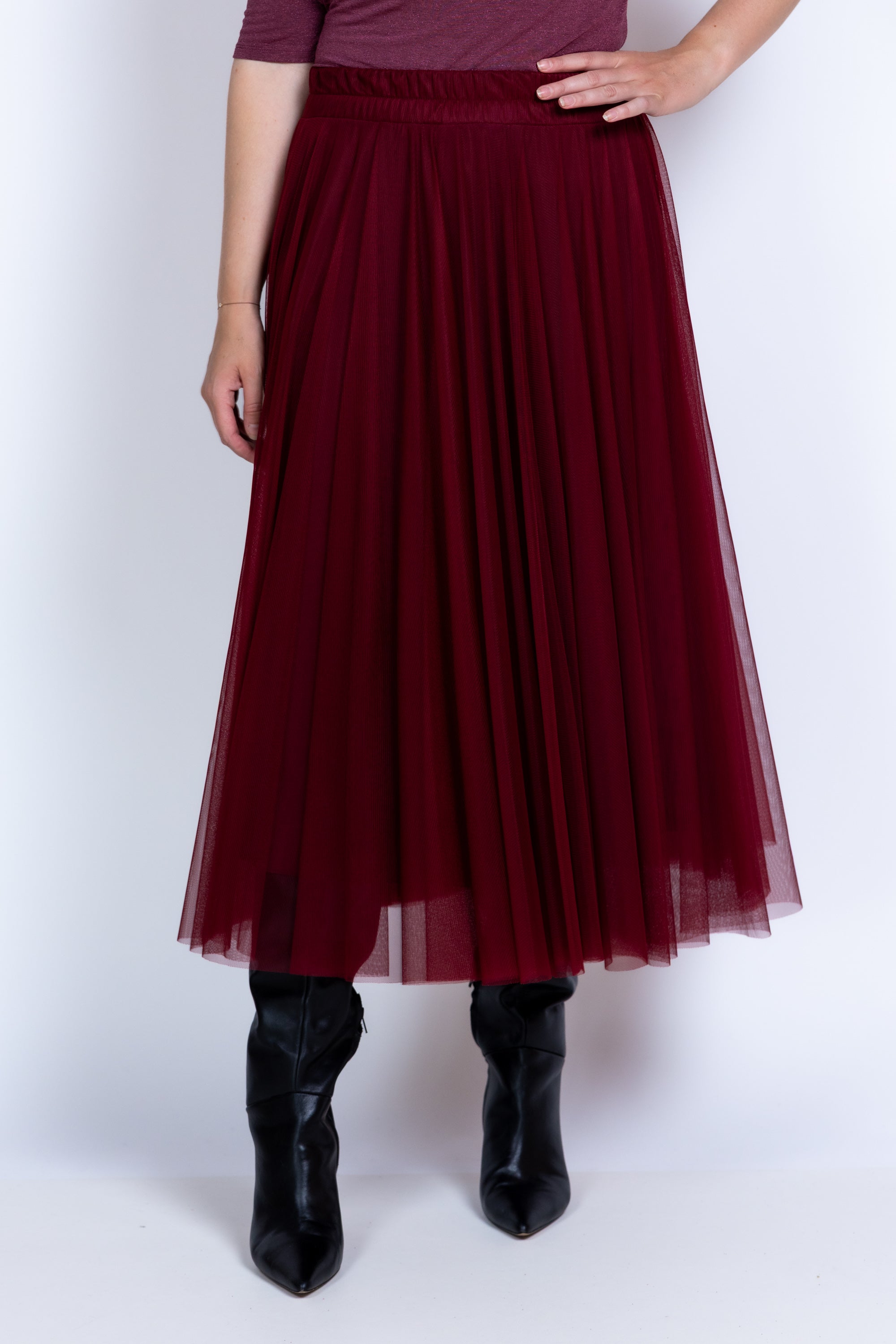 Rok met plissé - Burgundy