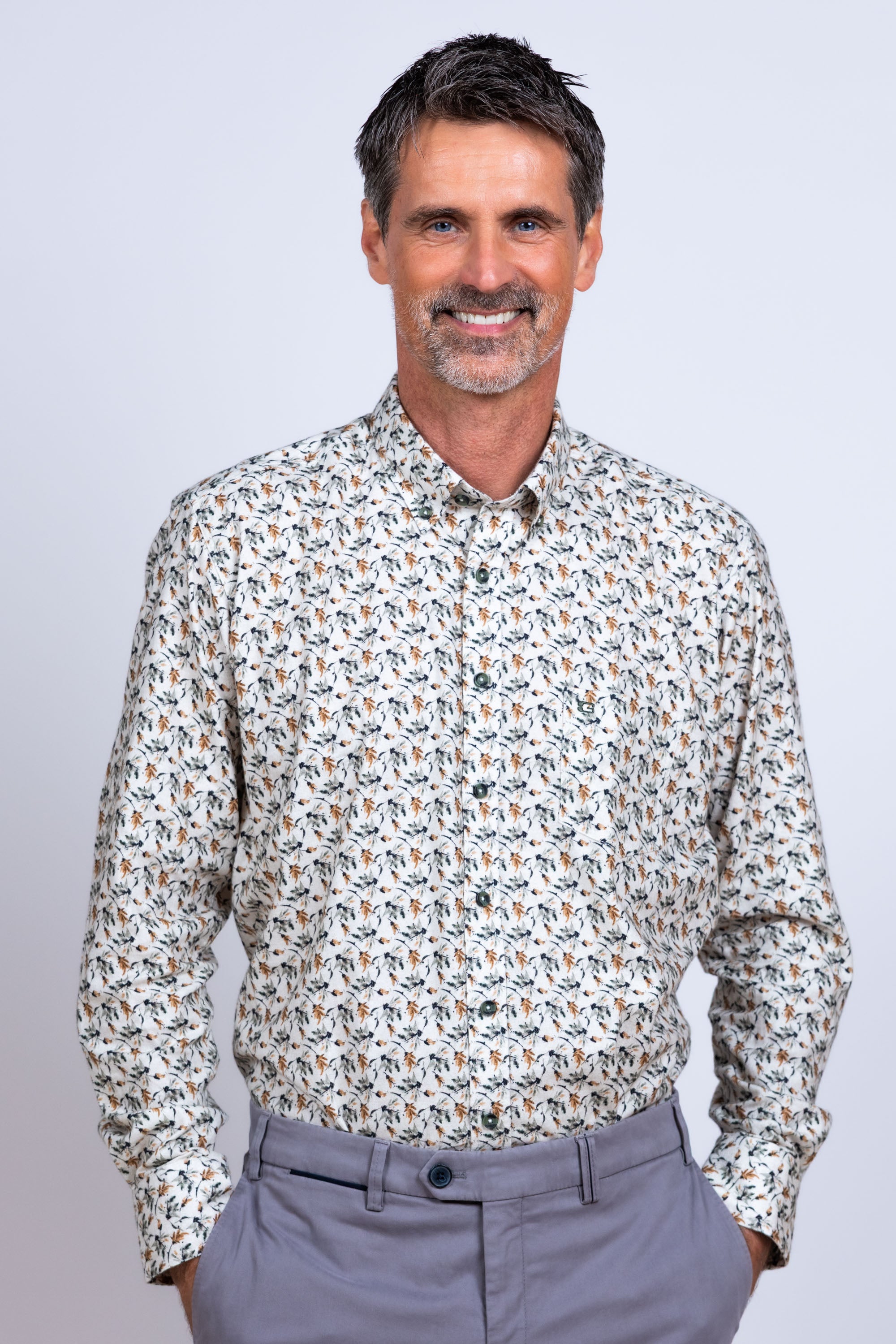 Overhemd met print - Olijfgroen