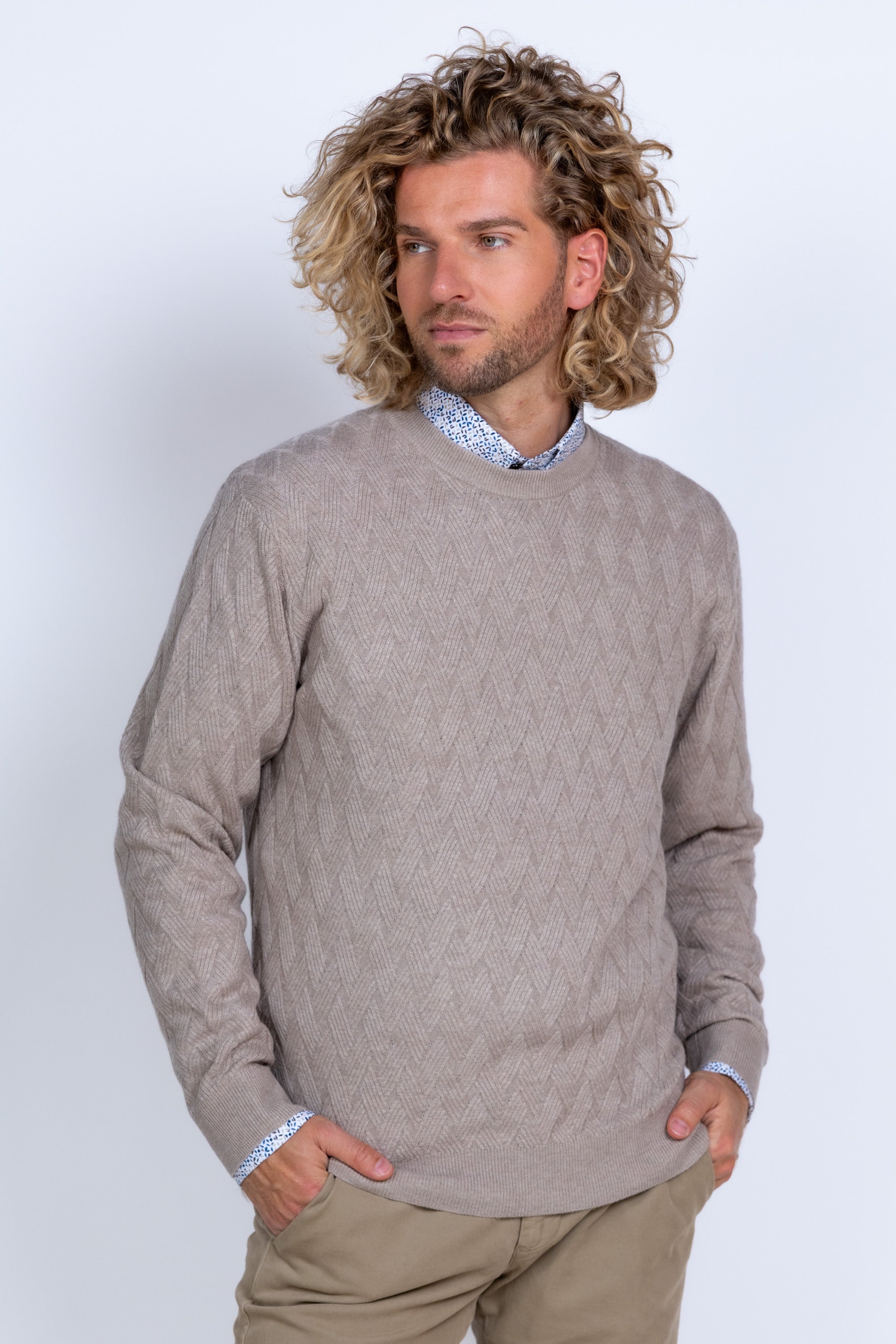 Trui met structuur - Beige