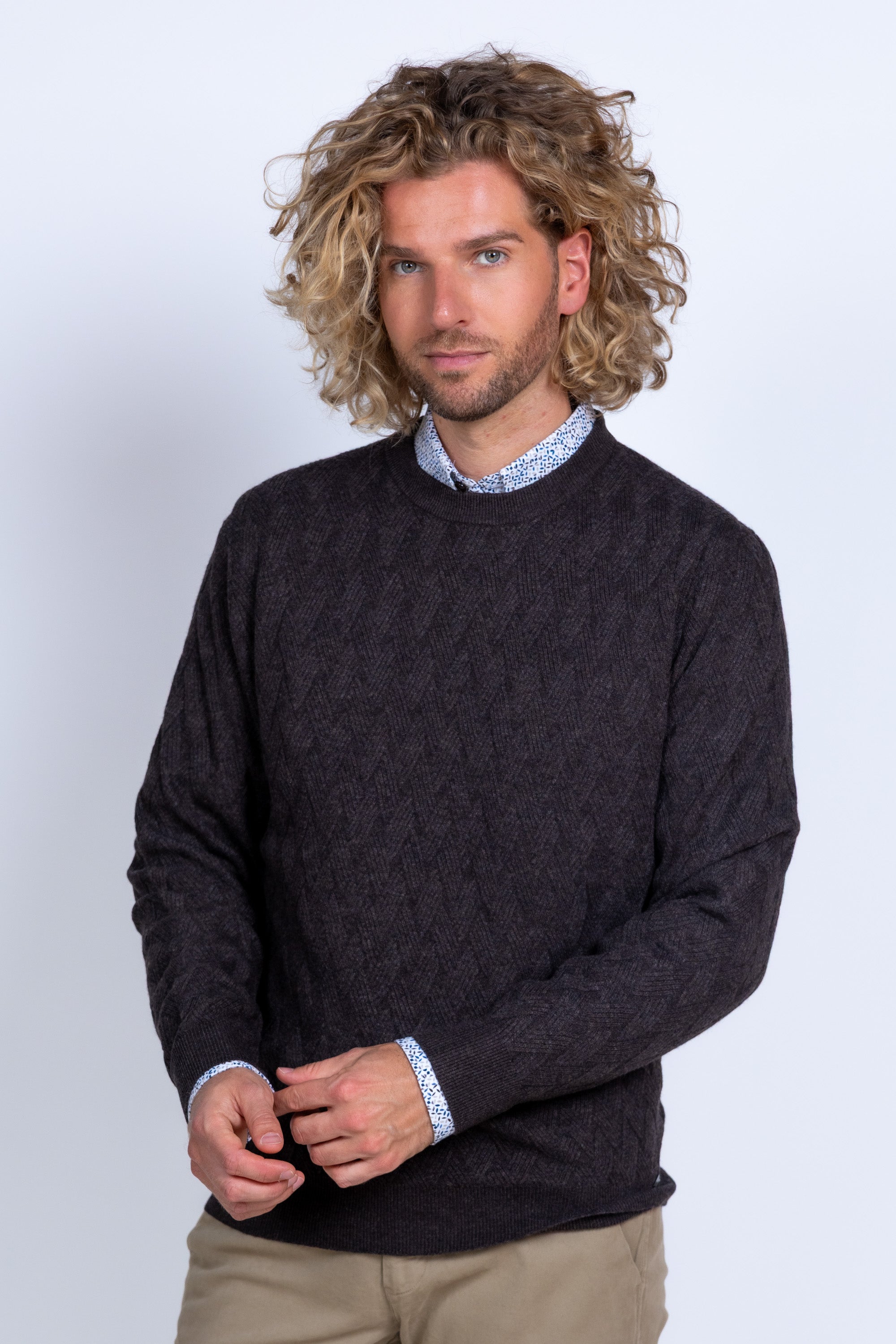 Trui met structuur - Bruin