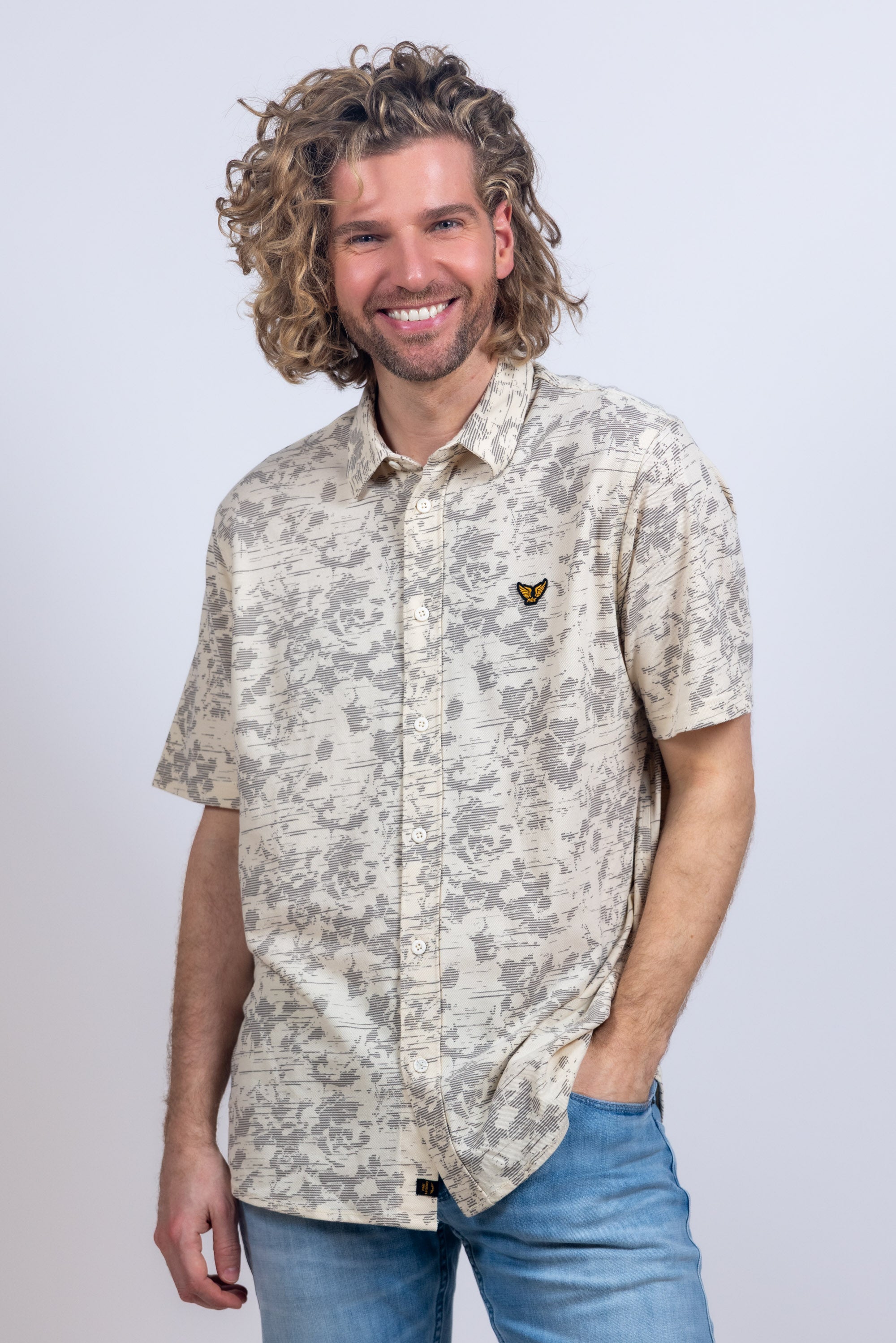 Overhemd met print - Ecru