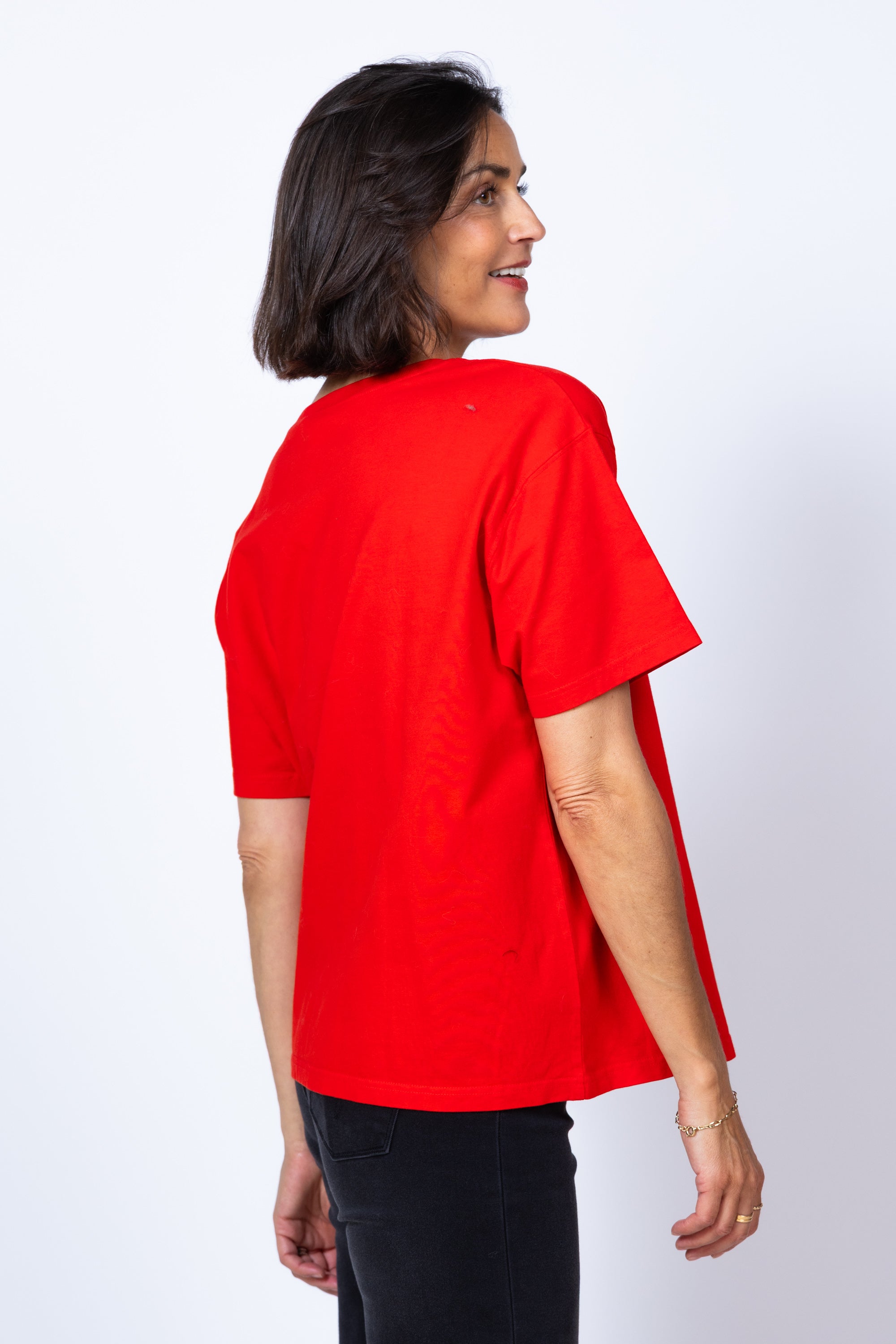 T-shirt met ronde hals - Rood