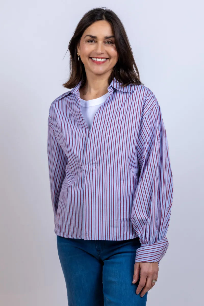 SoSUE SoSUE CLAIRE BLOUSE Blouse met strepen - Bleu