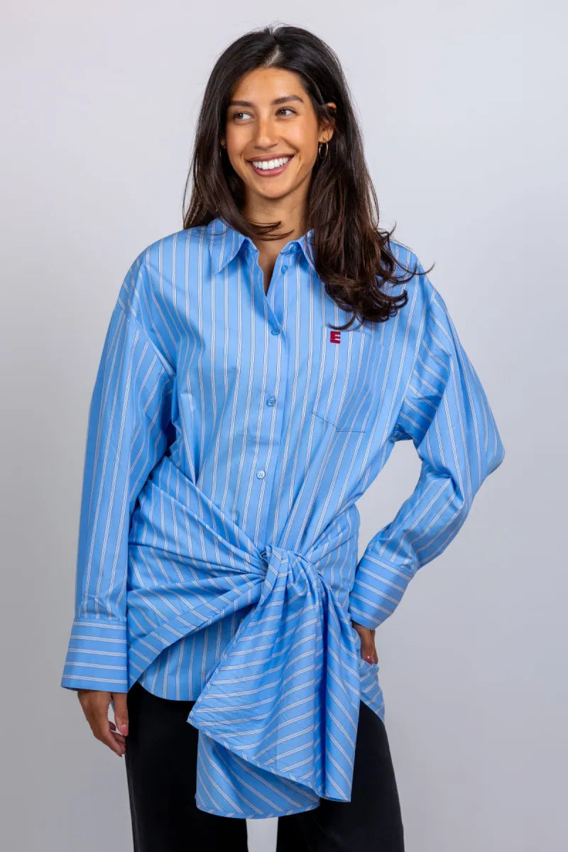 ESSENTIEL ANTWERP ESSENTIEL ANTWERP JAPE DRAPED SHIRT Blouse met strepen - Bleu