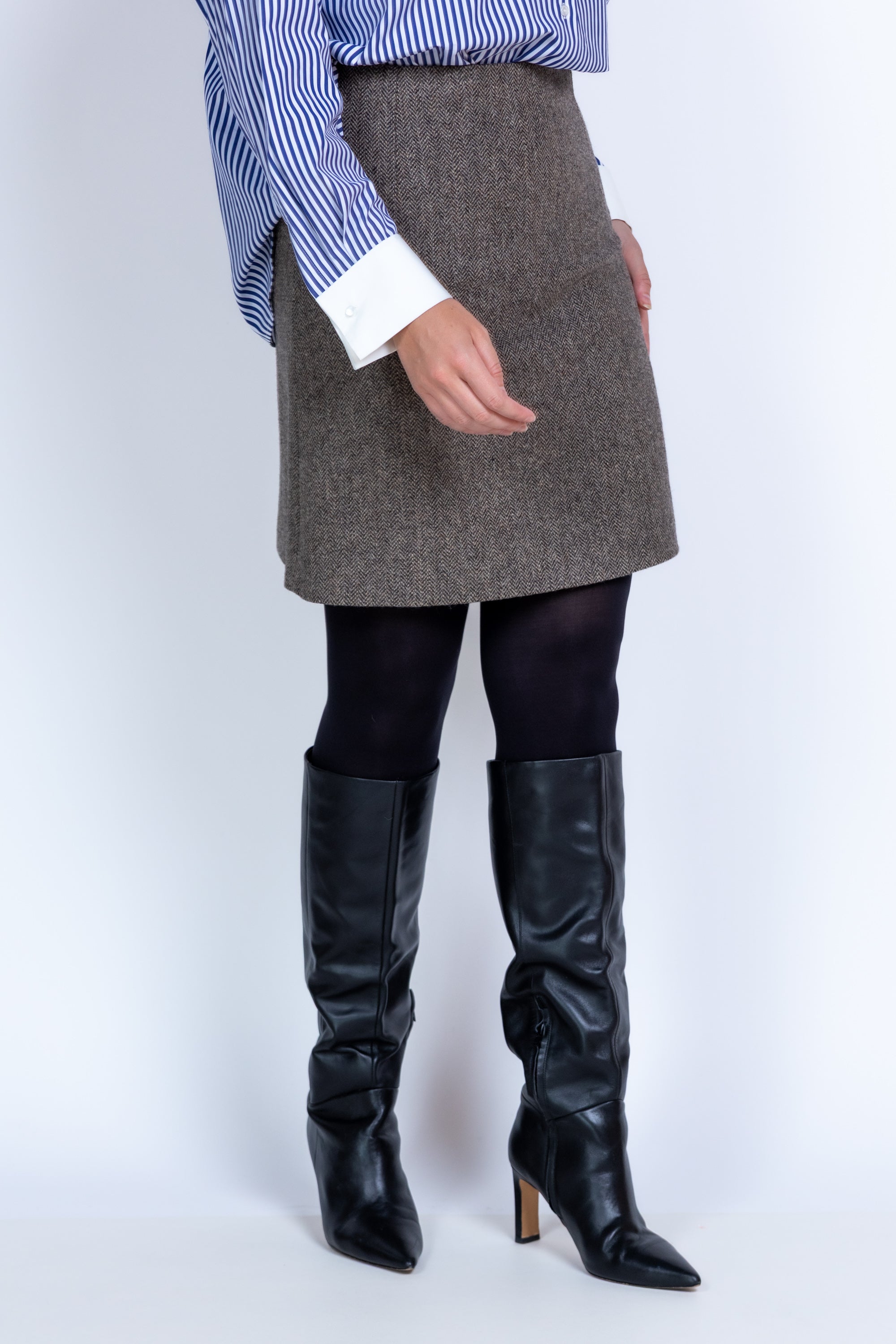 Rok met visgraat - Bruin
