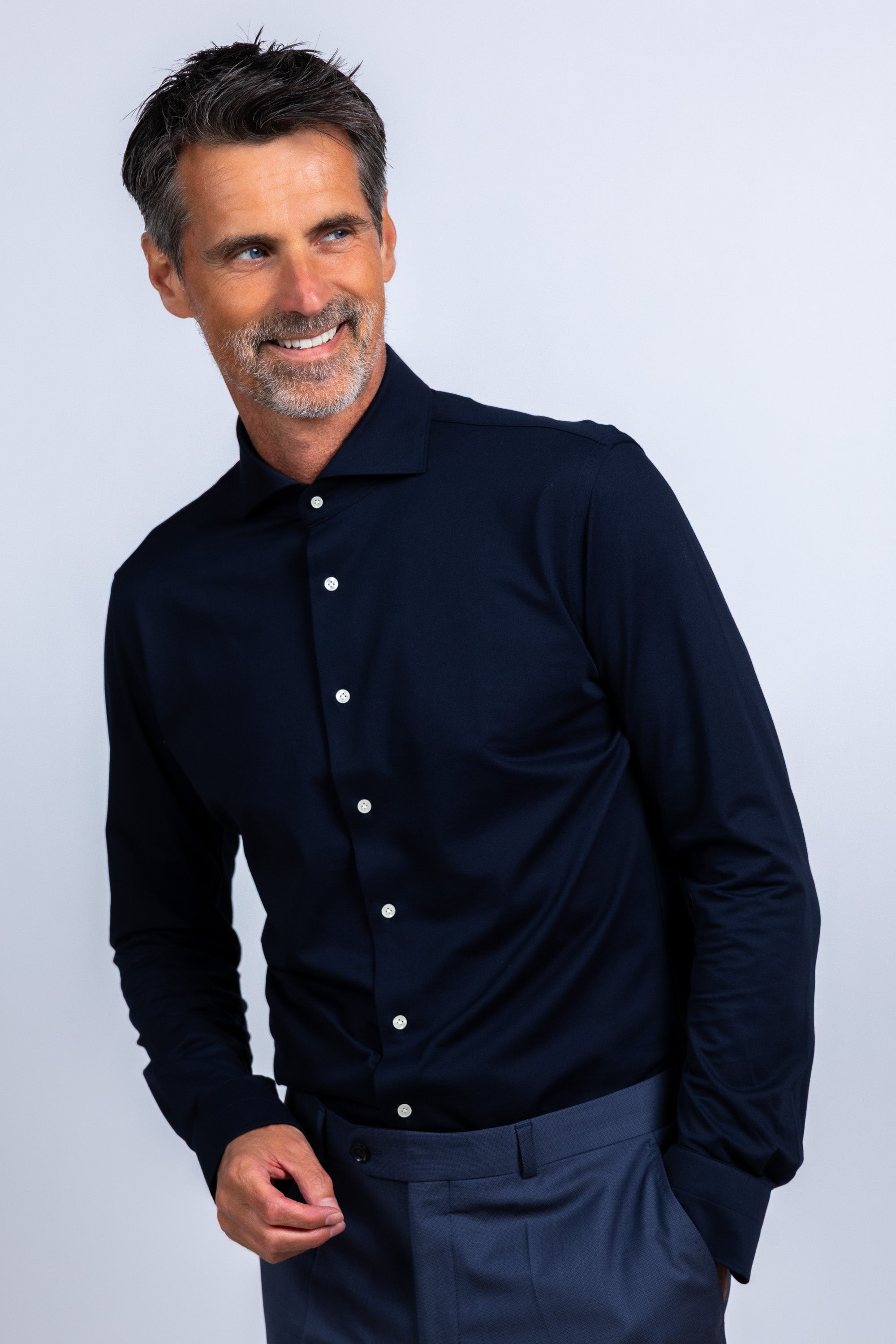 Overhemd met knopen - Marine