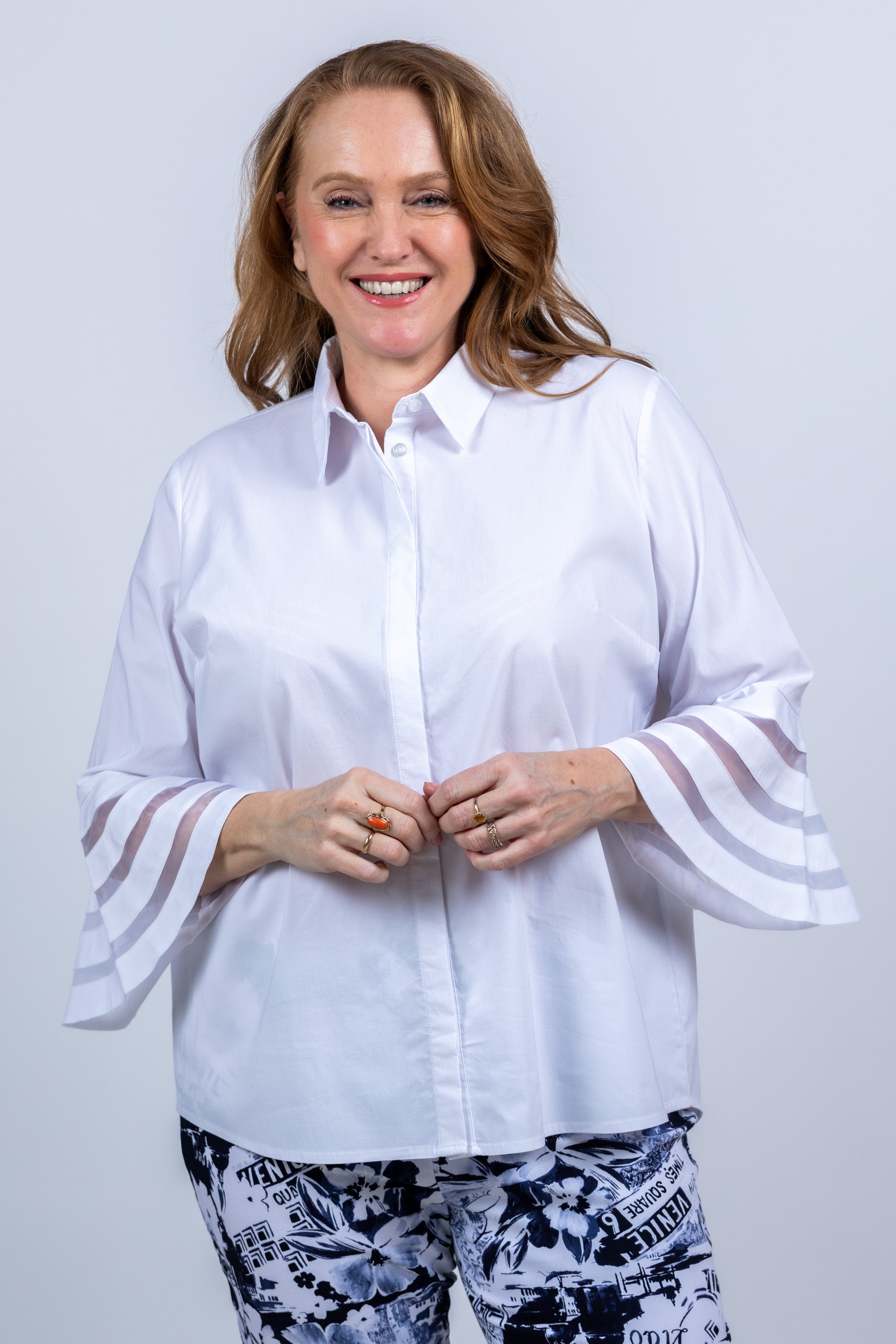 Blouse met transparante mouwen - Wit