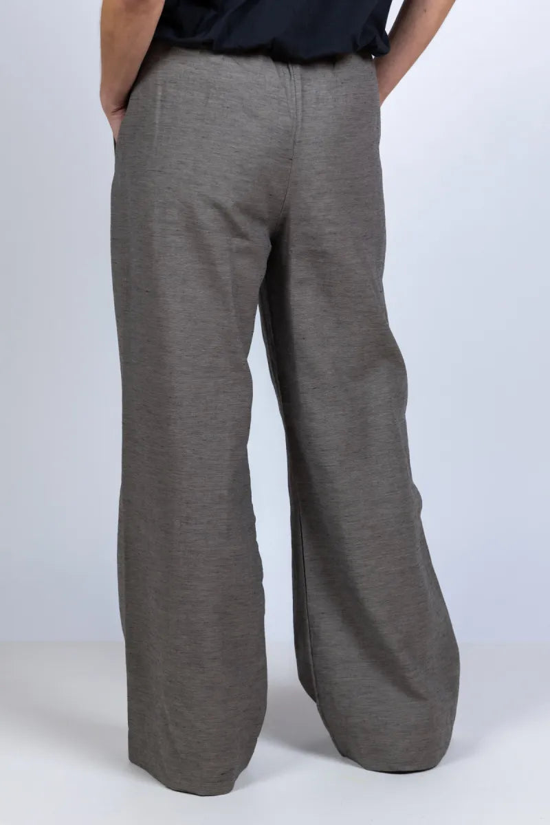BY-BAR BY-BAR BENJI MELANGE PAN BY-BAR BENJI MELANGE PAN Wijde broek met plooien - Taupe