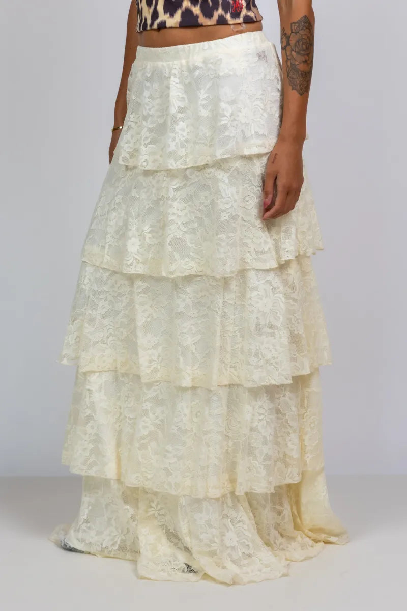 HARPER & YVE HARPER & YVE HS6P004 HARPER & YVE HS6P004 Rok met kant - Ecru