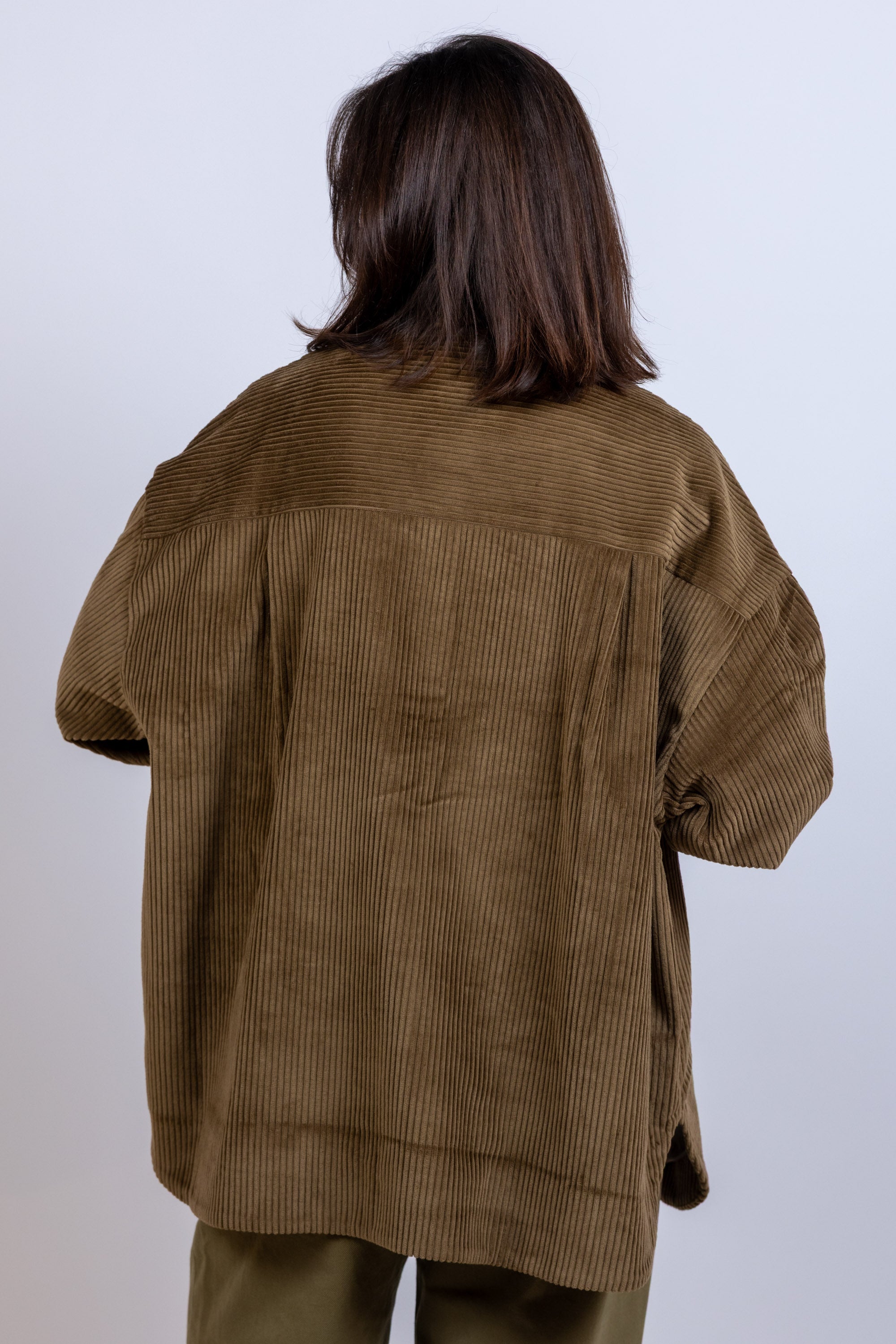 Shirt met ribstructuur - Khaki
