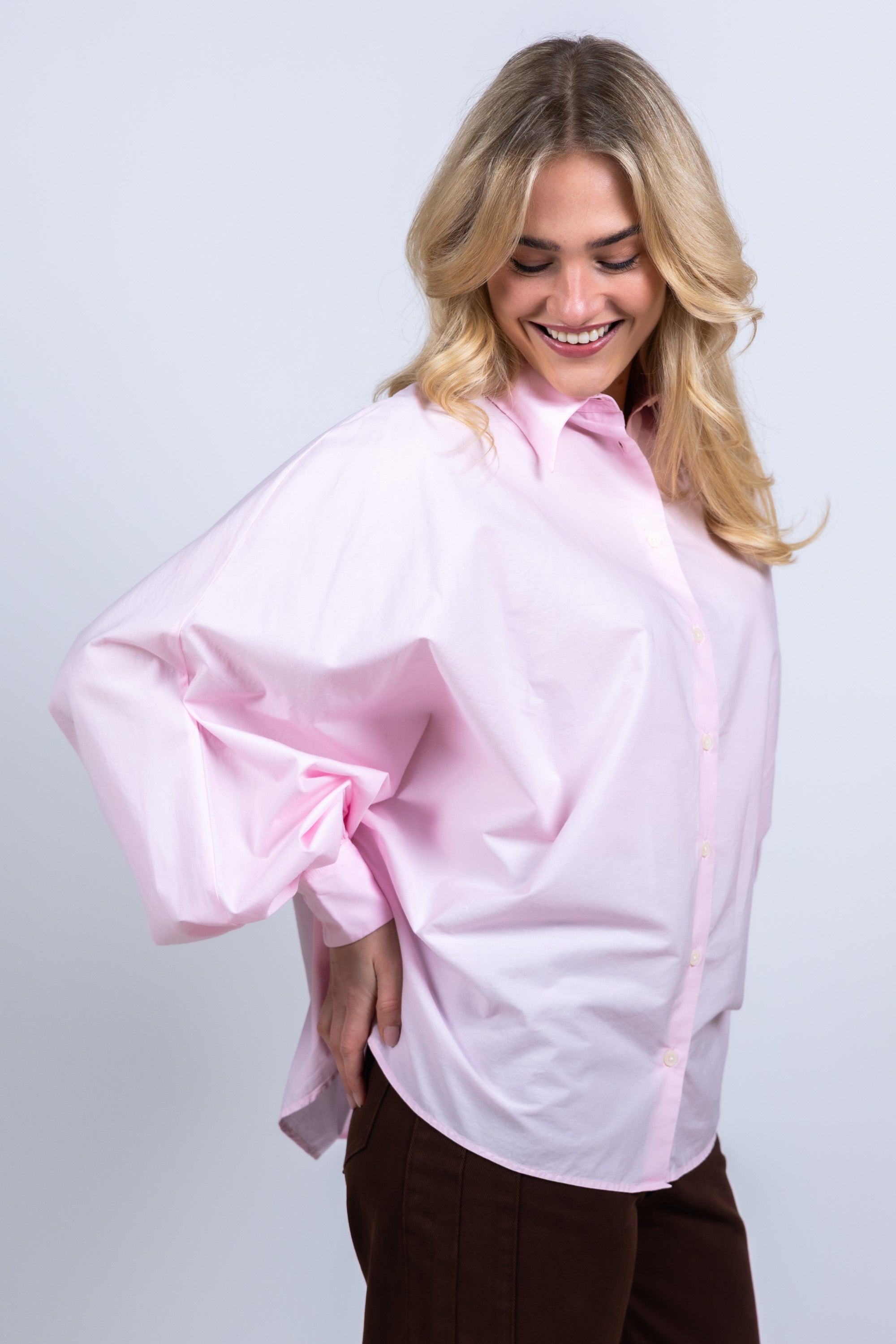Blouse met ballonmouwen - Roze