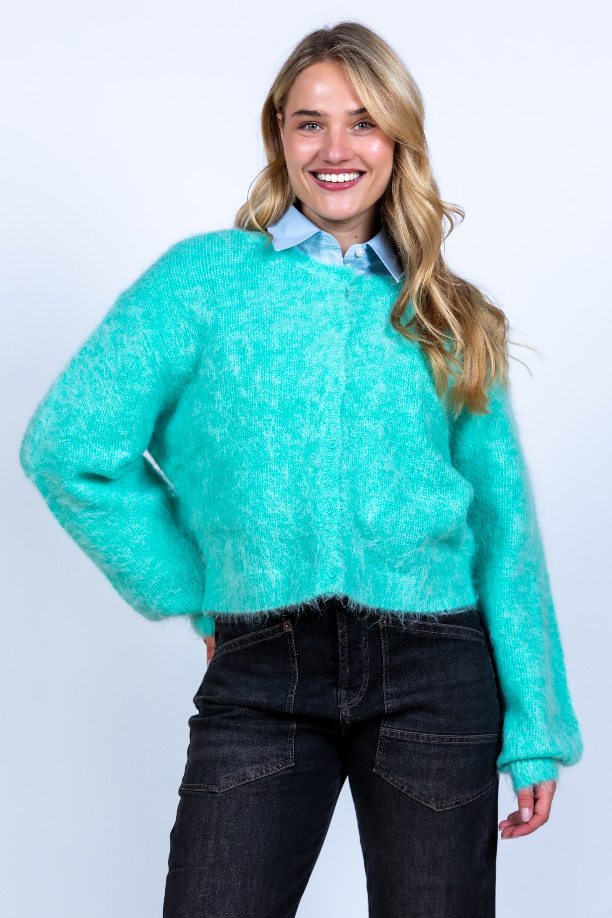 Vest met knopen - Mint