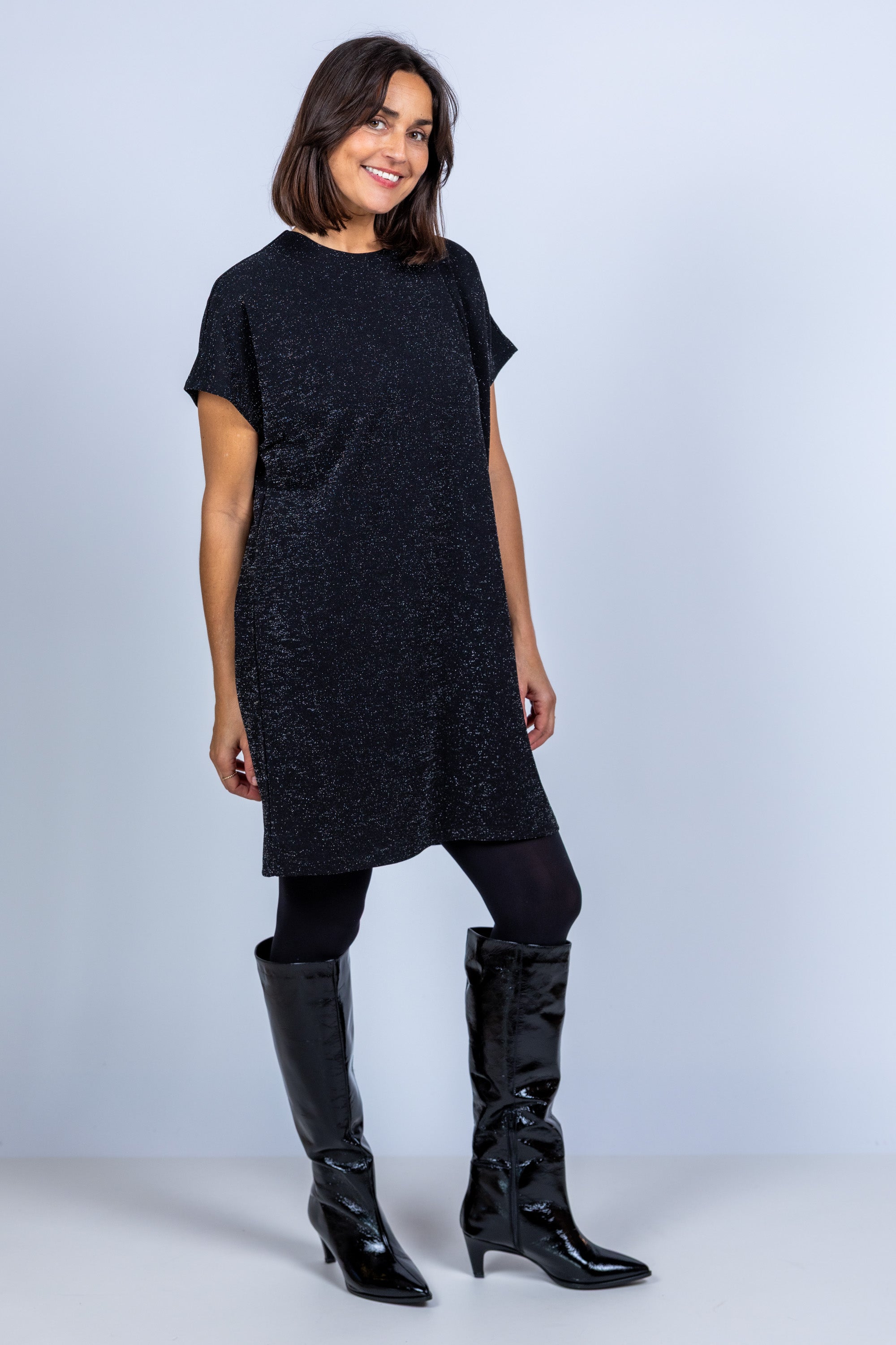 Jurk met korte mouwen - Zwart