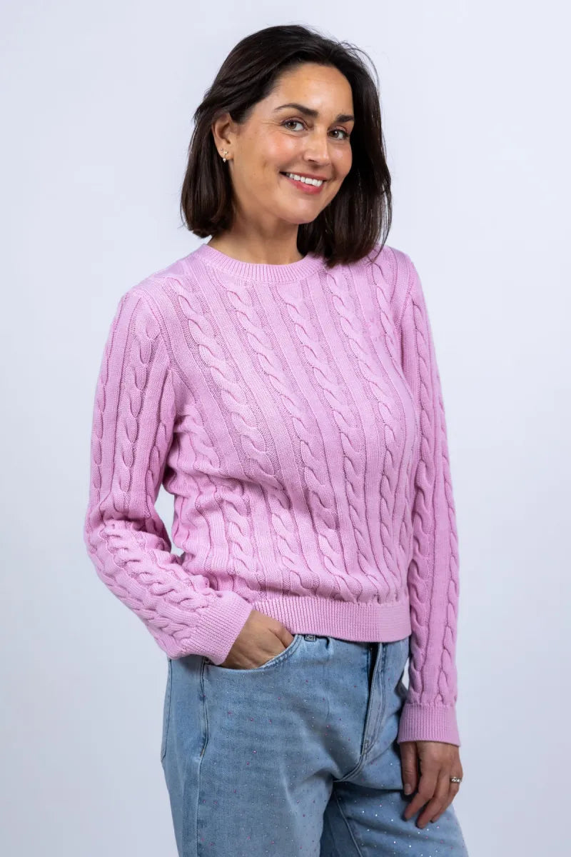 MODSTROM MODSTROM sabre oneck Trui met kabelpatroon - Roze