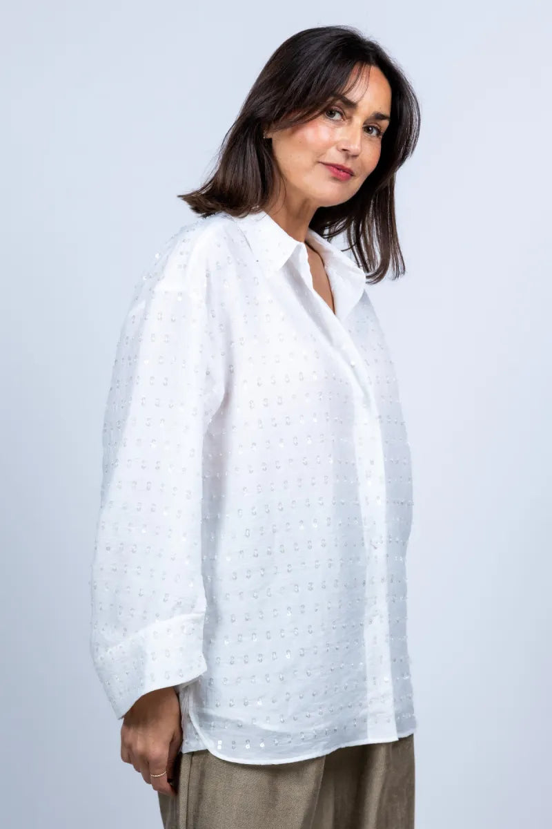 MUNTHE Blouse met pailletten - Wit