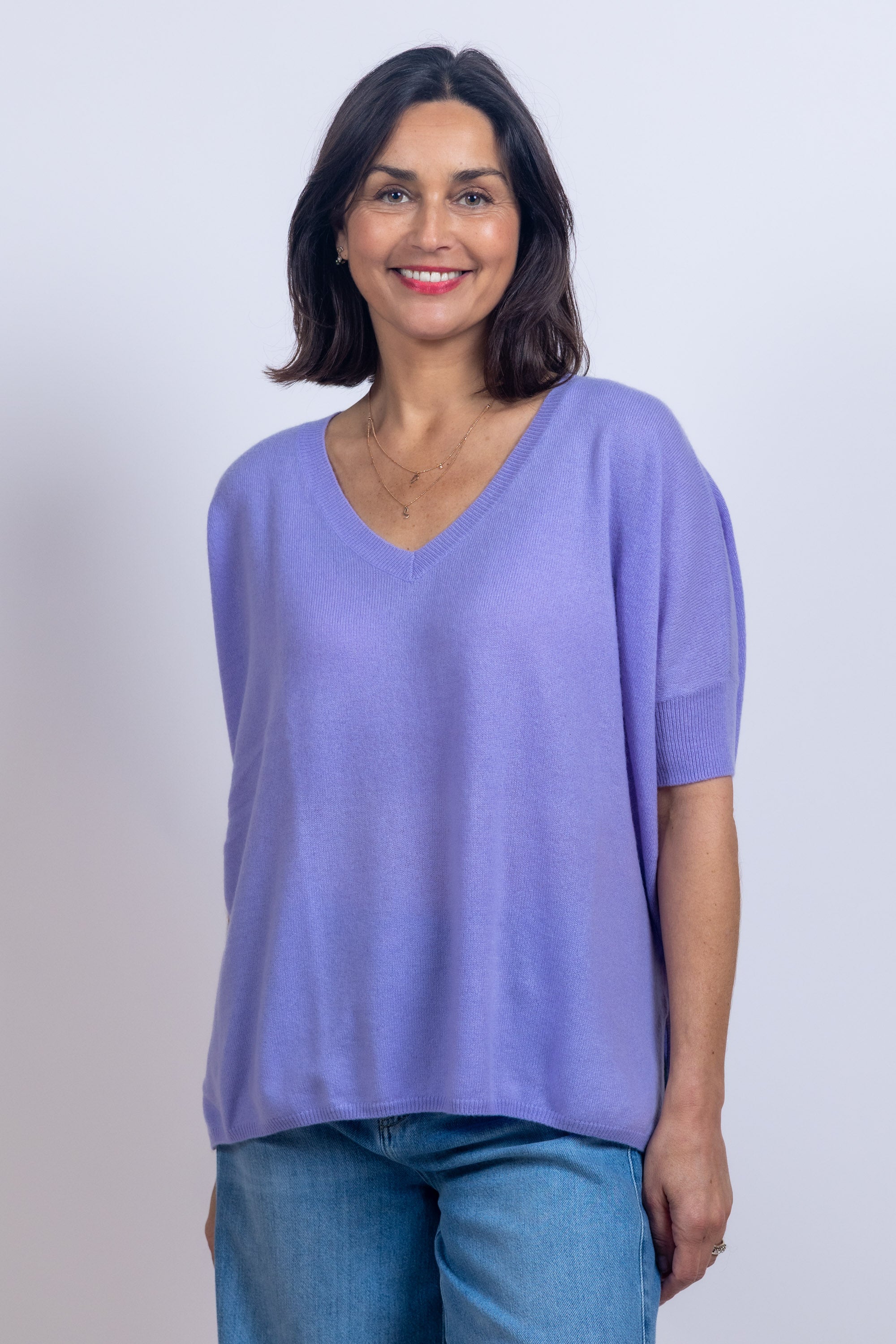 Trui met V-hals - Lila/lavendel