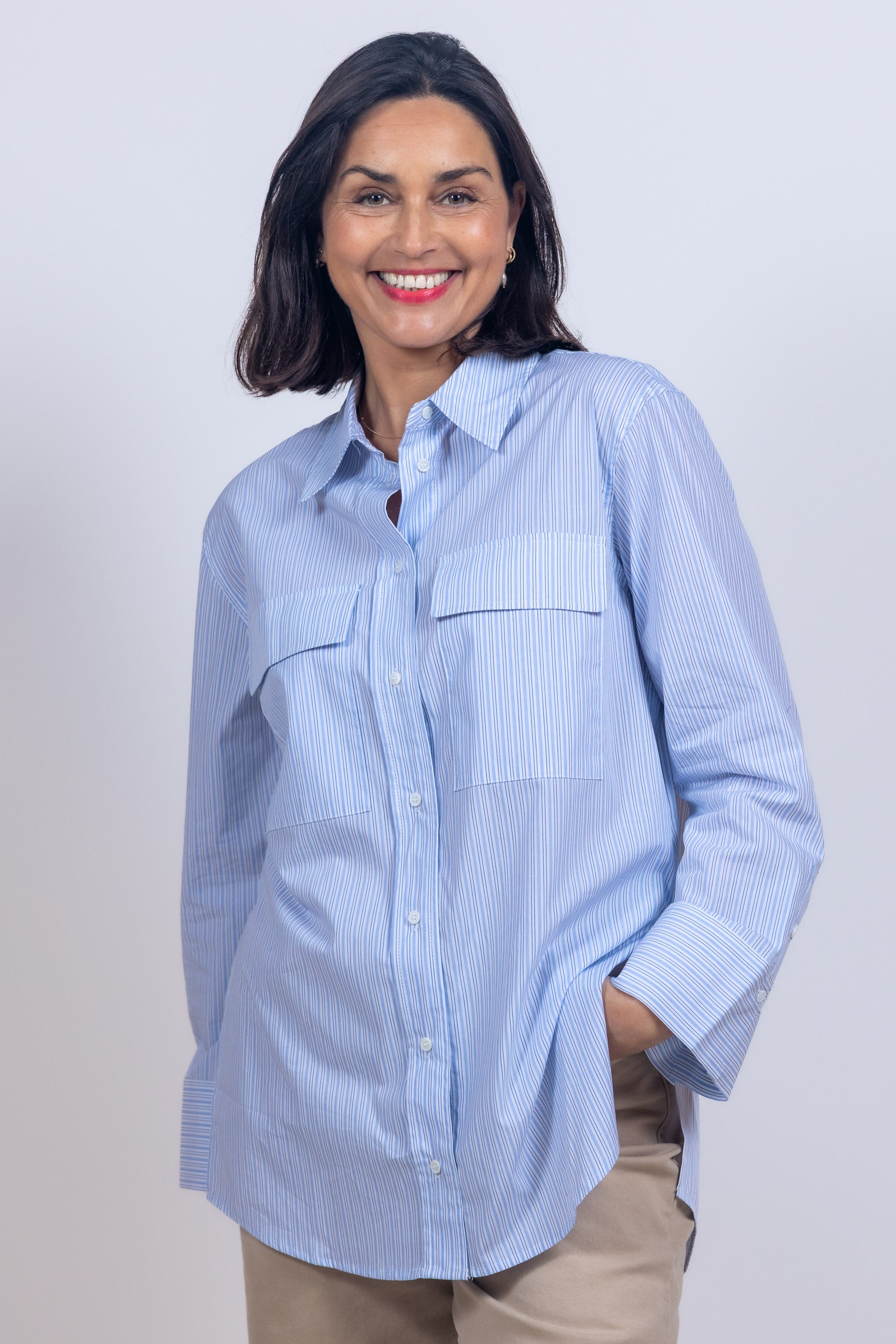 Blouse met strepen - Bleu