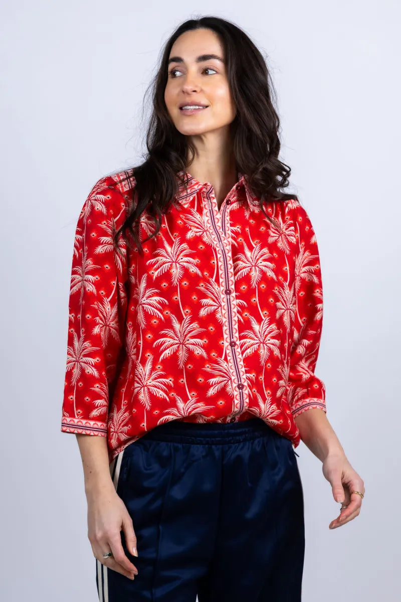 GEISHA Blouse met print - Donkerrood