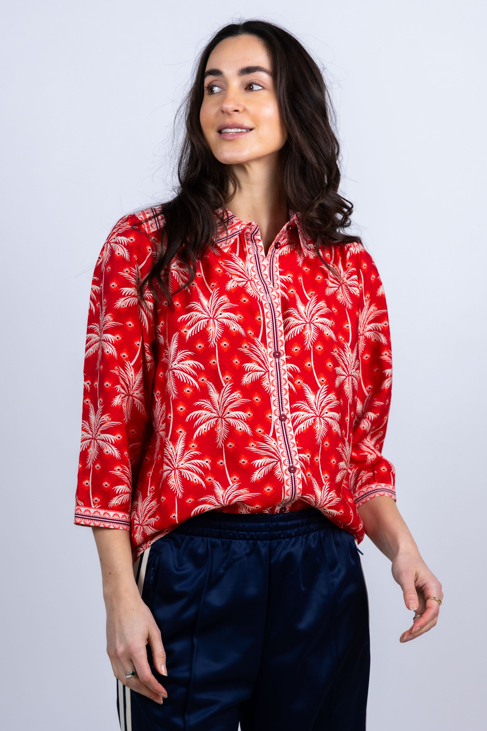 Blouse met print - Donkerrood