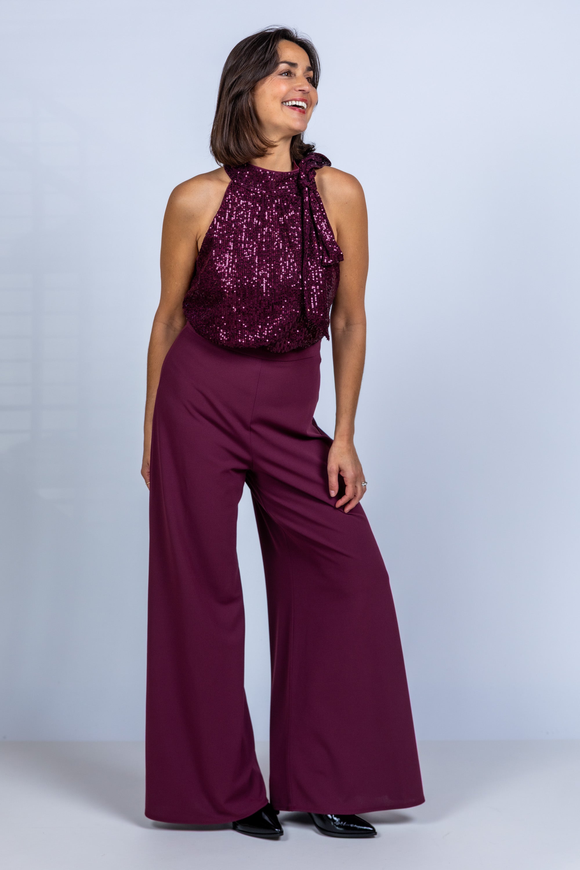 Jumpsuit met glitters - Burgundy
