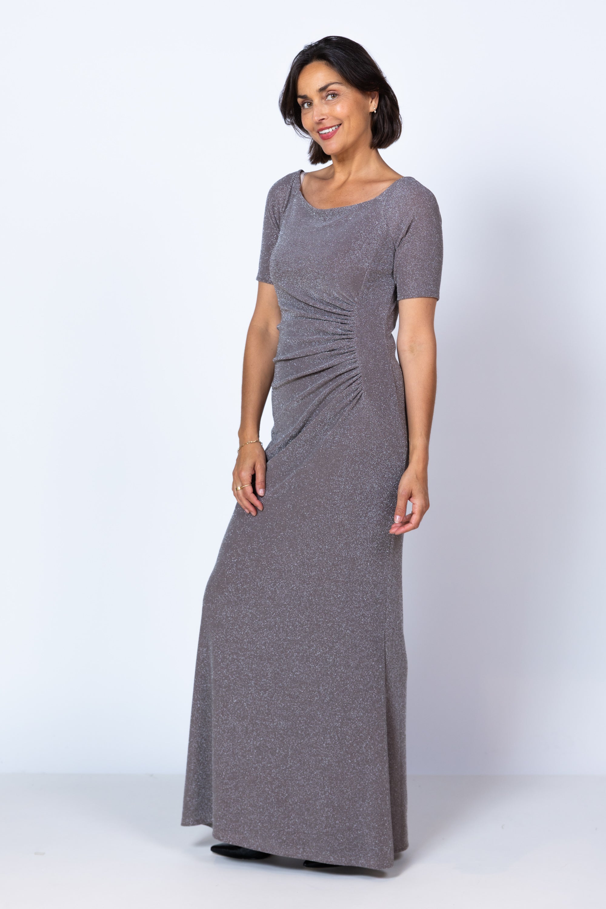 Jurk met plooien - Taupe