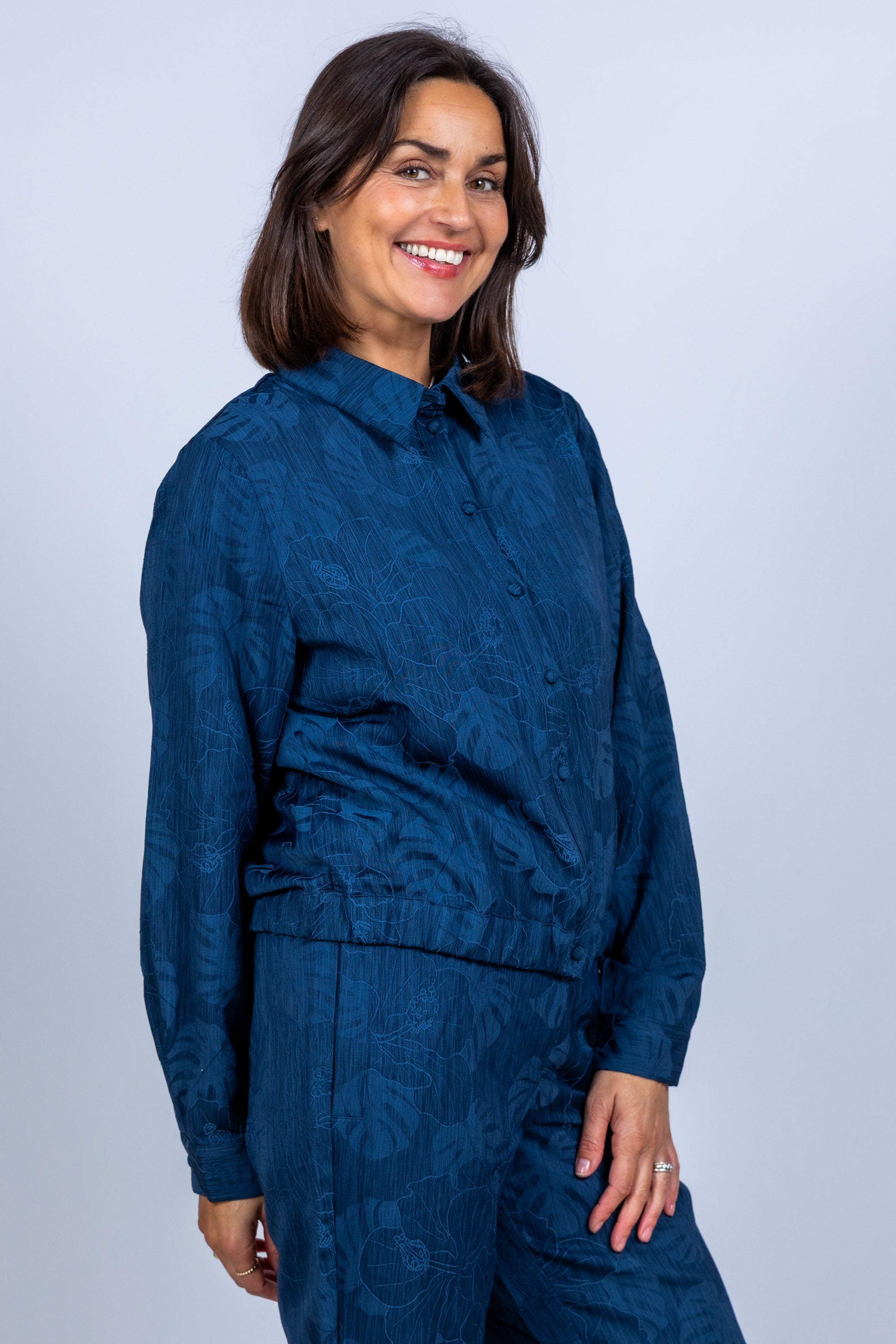 Blouse met knopen - Marine